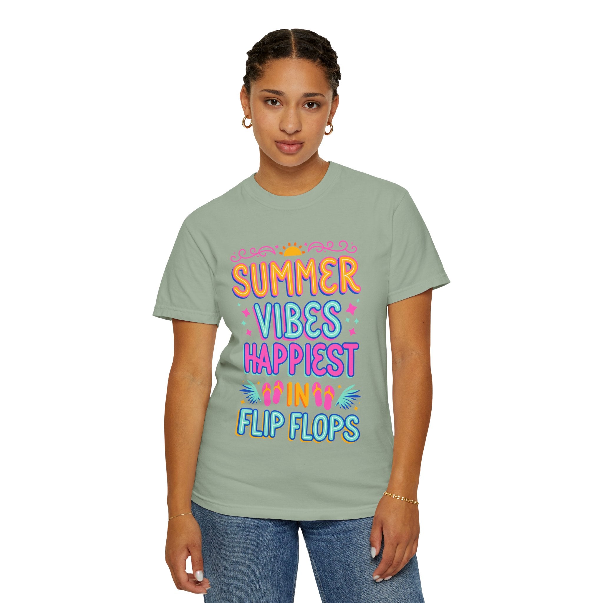 Summer Vibes Happiest in Flip Flops Text Printed Unisex T-Shirt