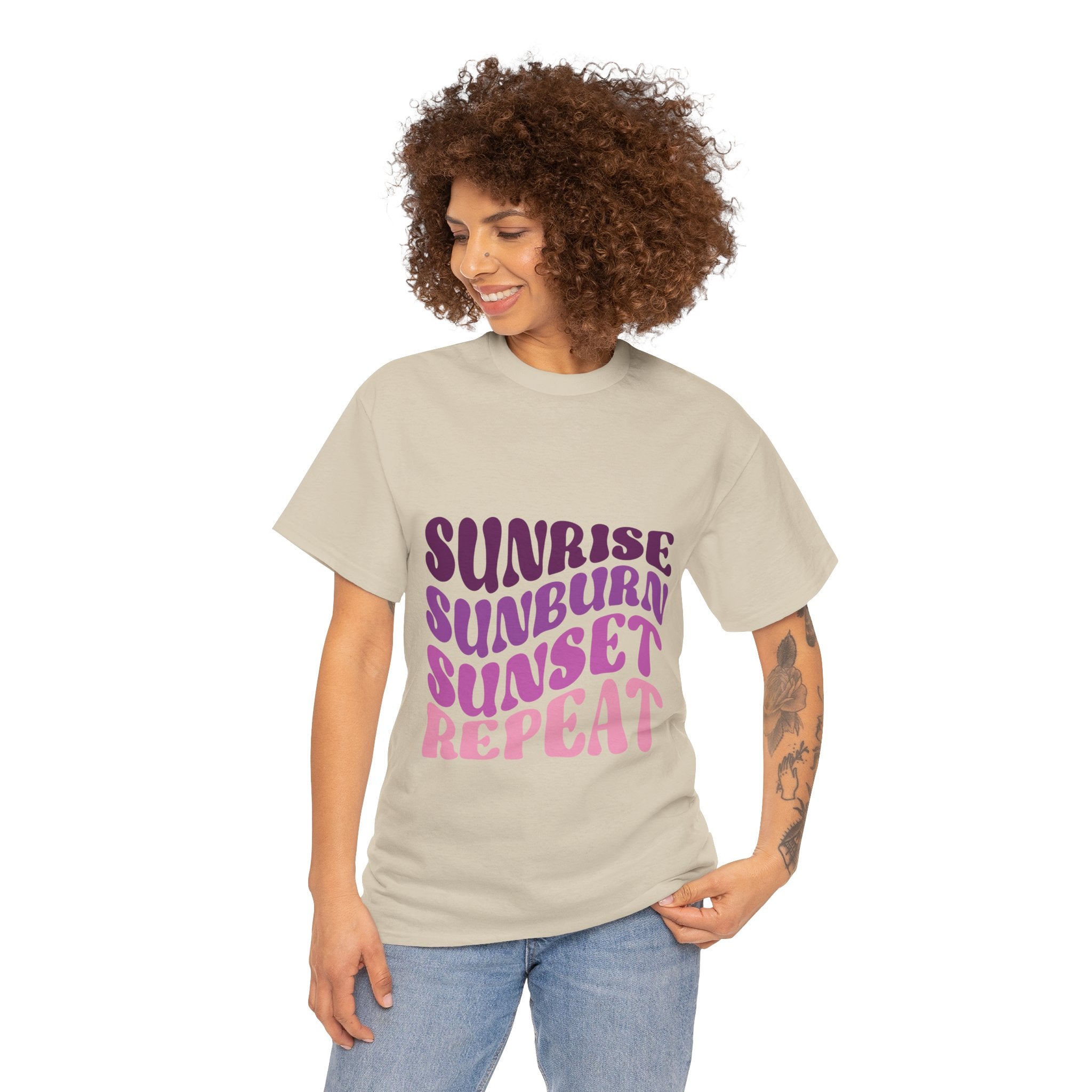 Sunrise Sunburn Sunset Repeat Retro Beach Tee