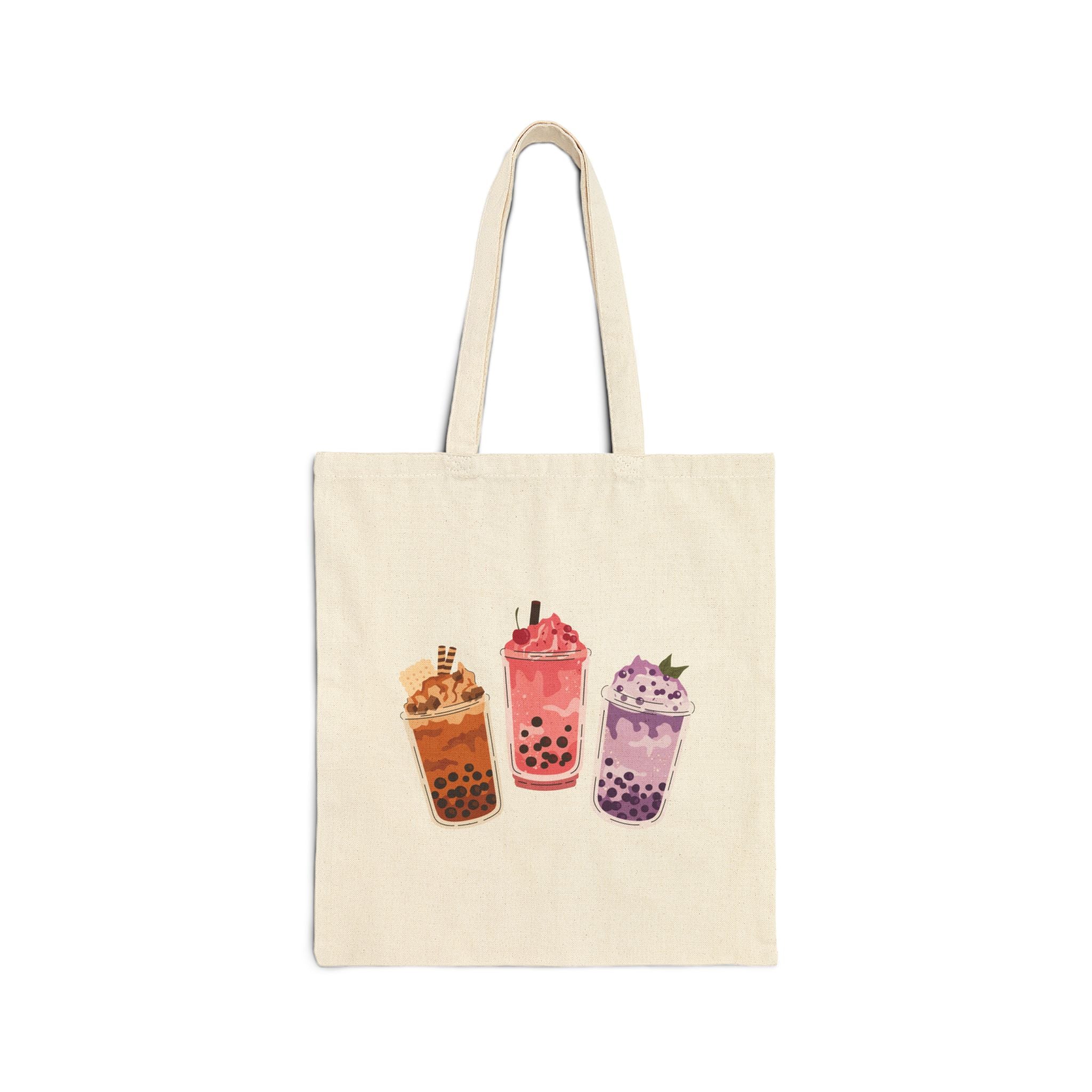 Boba Milk Tea Printed Tote Bag — Cute Bubble Tea Canvas Shopper