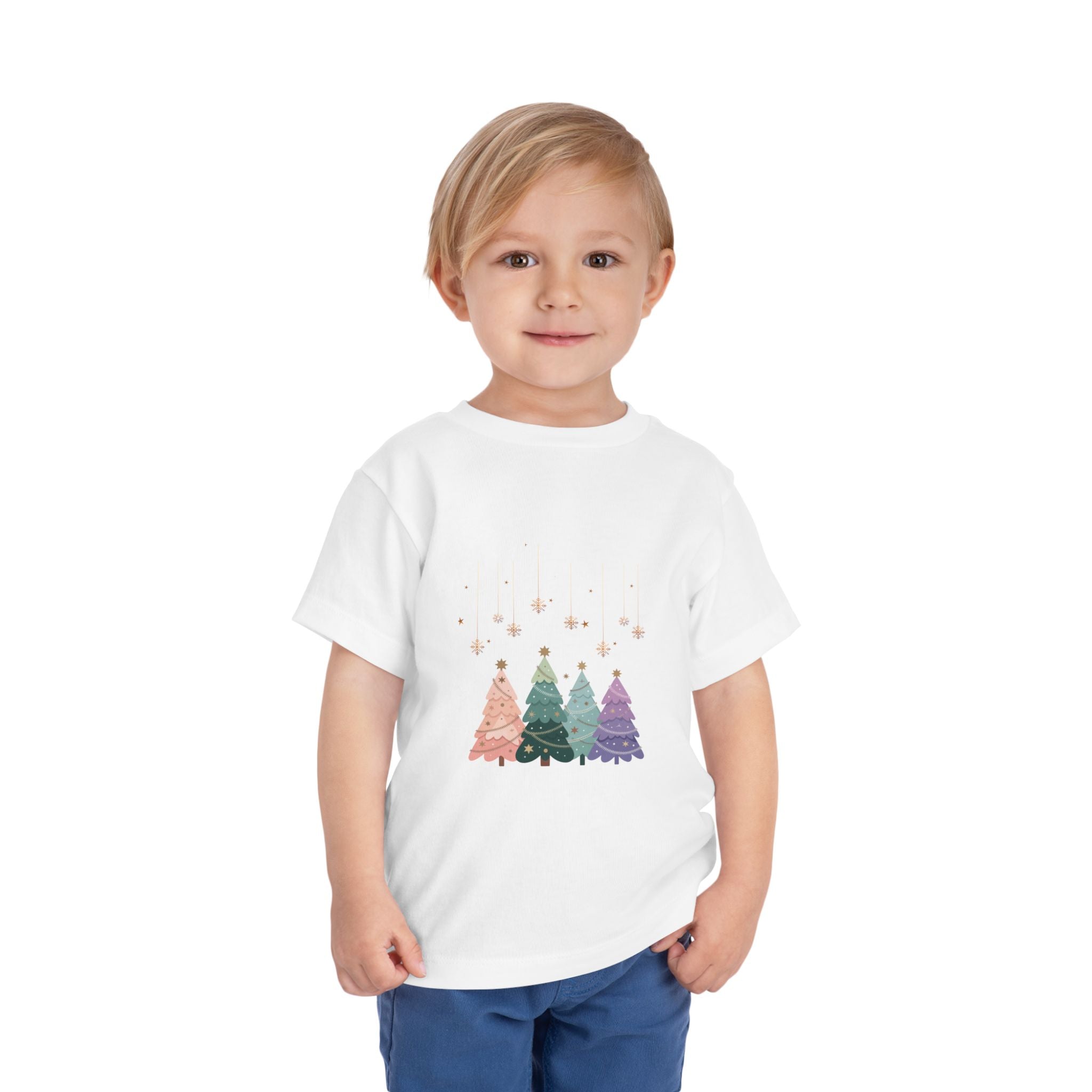 Toddler Tee — Pastel Rainbow Christmas Trees Holiday Shirt