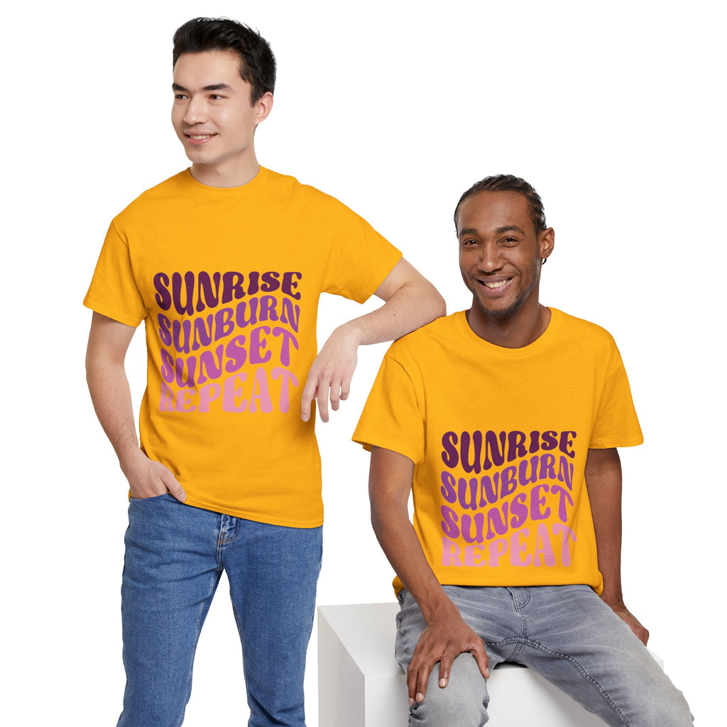 Sunrise Sunburn Sunset Repeat Retro Beach Tee