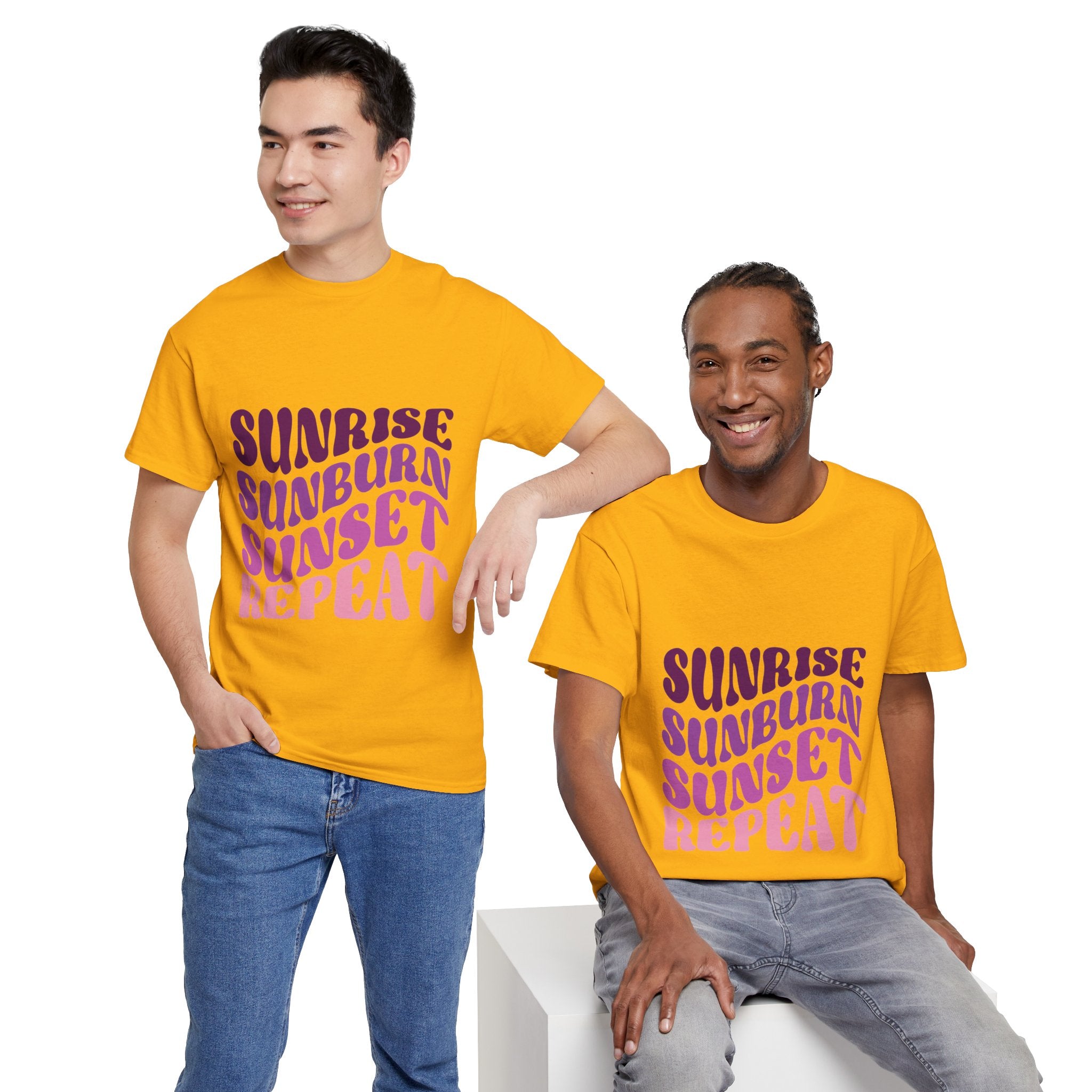 Sunrise Sunburn Sunset Repeat Retro Beach Tee