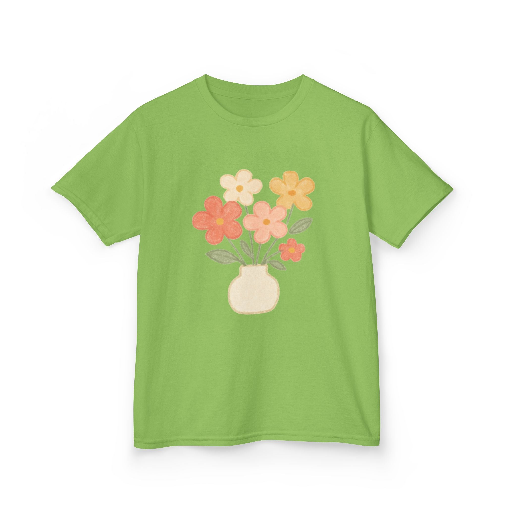 Kids Floral Vase Tee — Cute Retro Flower Graphic Shirt for Children
