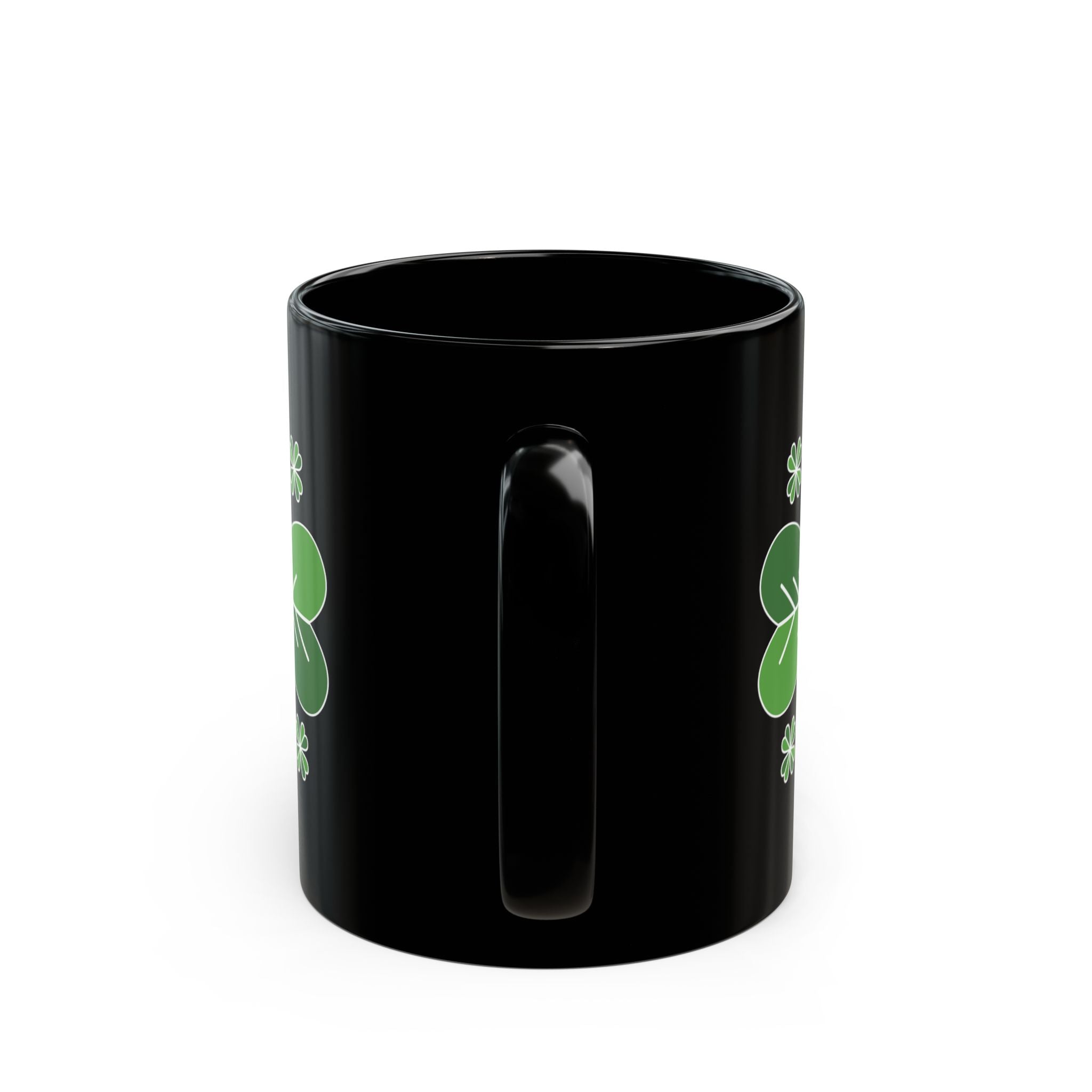 St. Patrick’s Day Green Four-Leaf Clover Mug — Lucky Shamrock Coffee Cup (11oz/15oz)