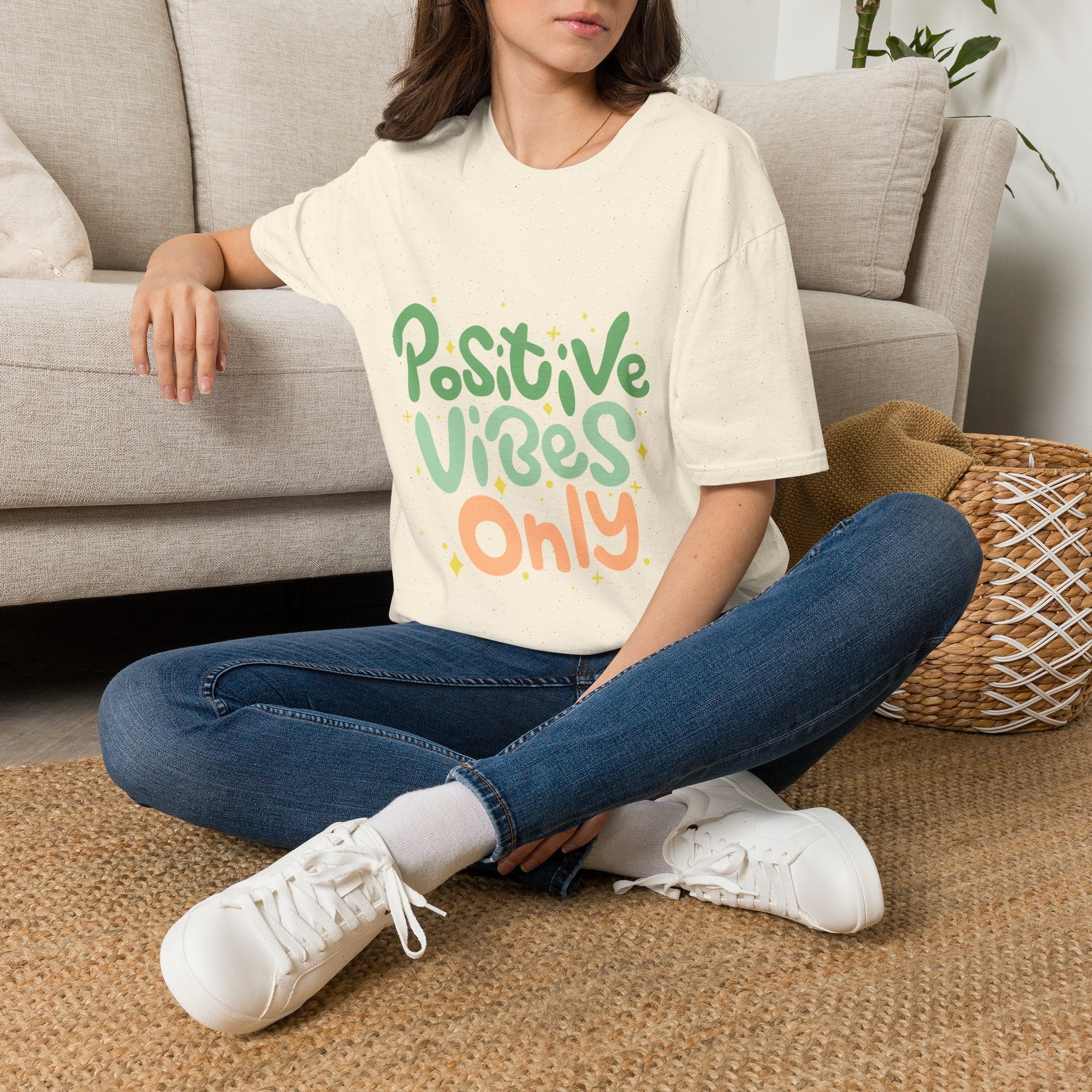 Positive Vibes Only Text Printed T-Shirt - Feel Good Vibes T-shirt