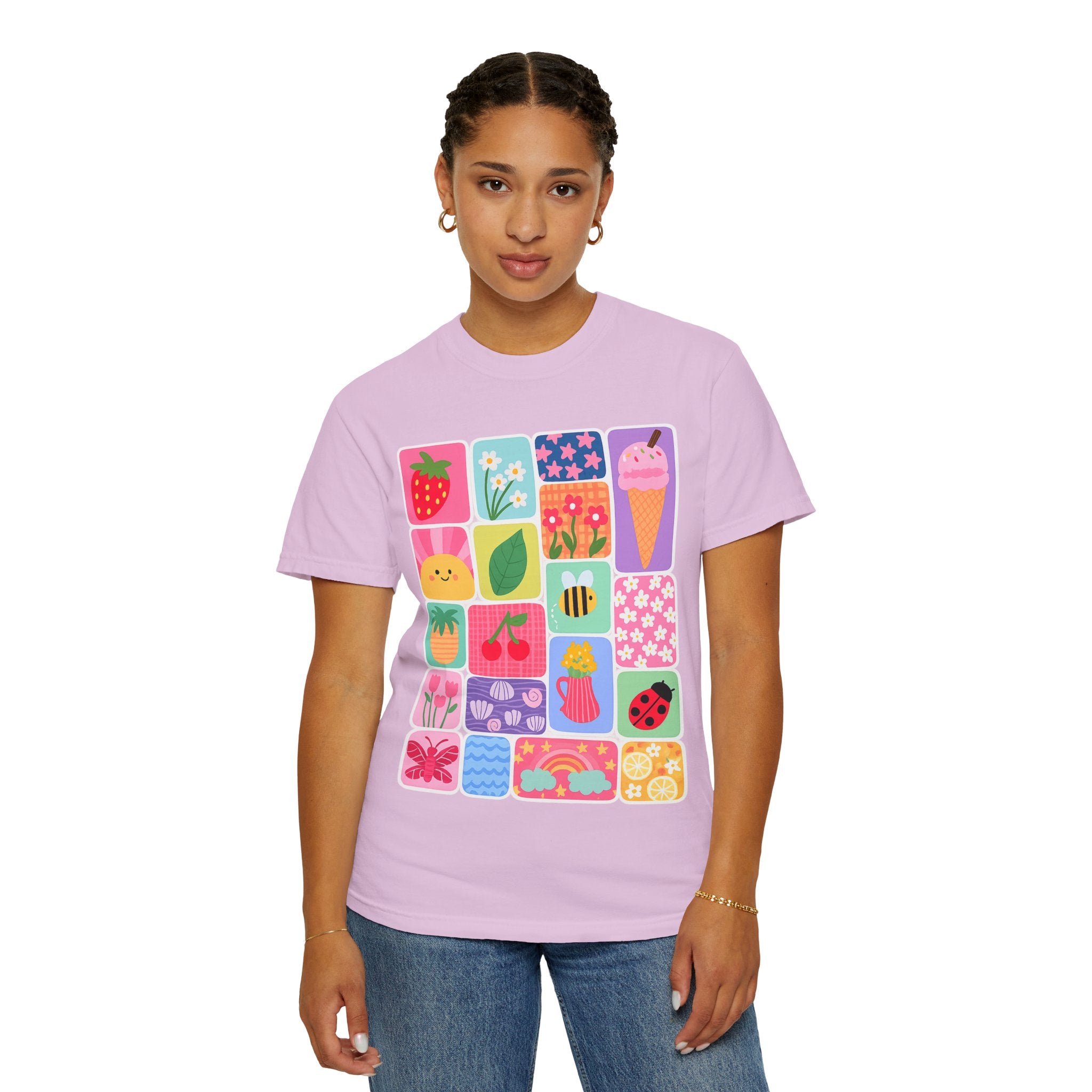 Retro Cute Icons Summer T-Shirt — Colorful Illustration Tee