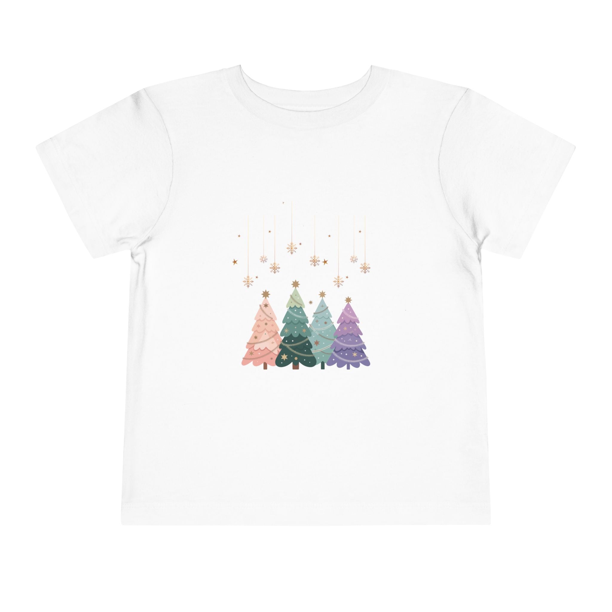 Toddler Tee — Pastel Rainbow Christmas Trees Holiday Shirt