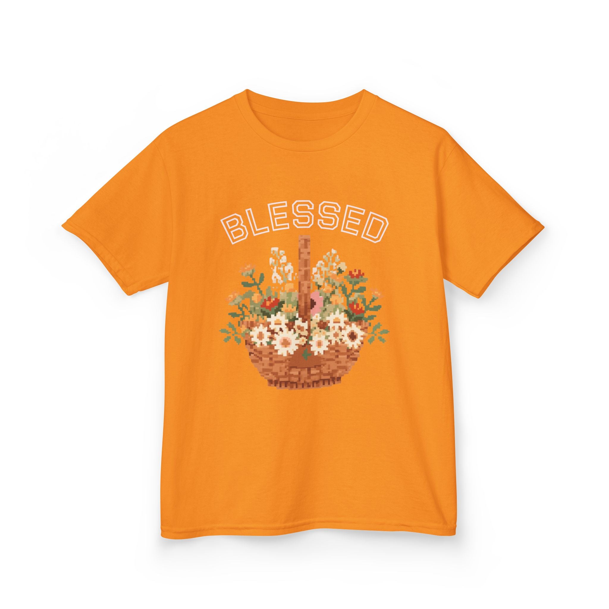 Kids 'Blessed' Floral Basket Tee — Cute Spring Youth T-Shirt