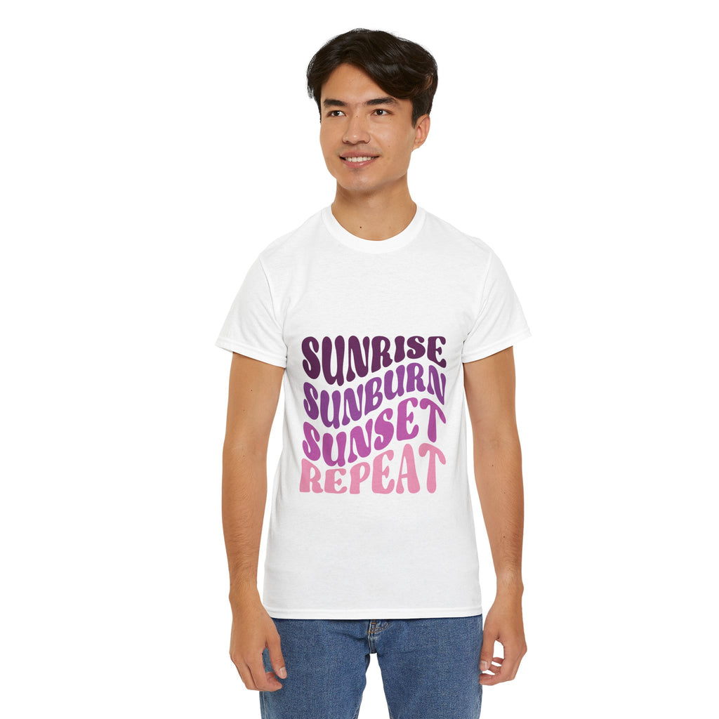 Sunrise Sunburn Sunset Repeat Retro Beach Tee