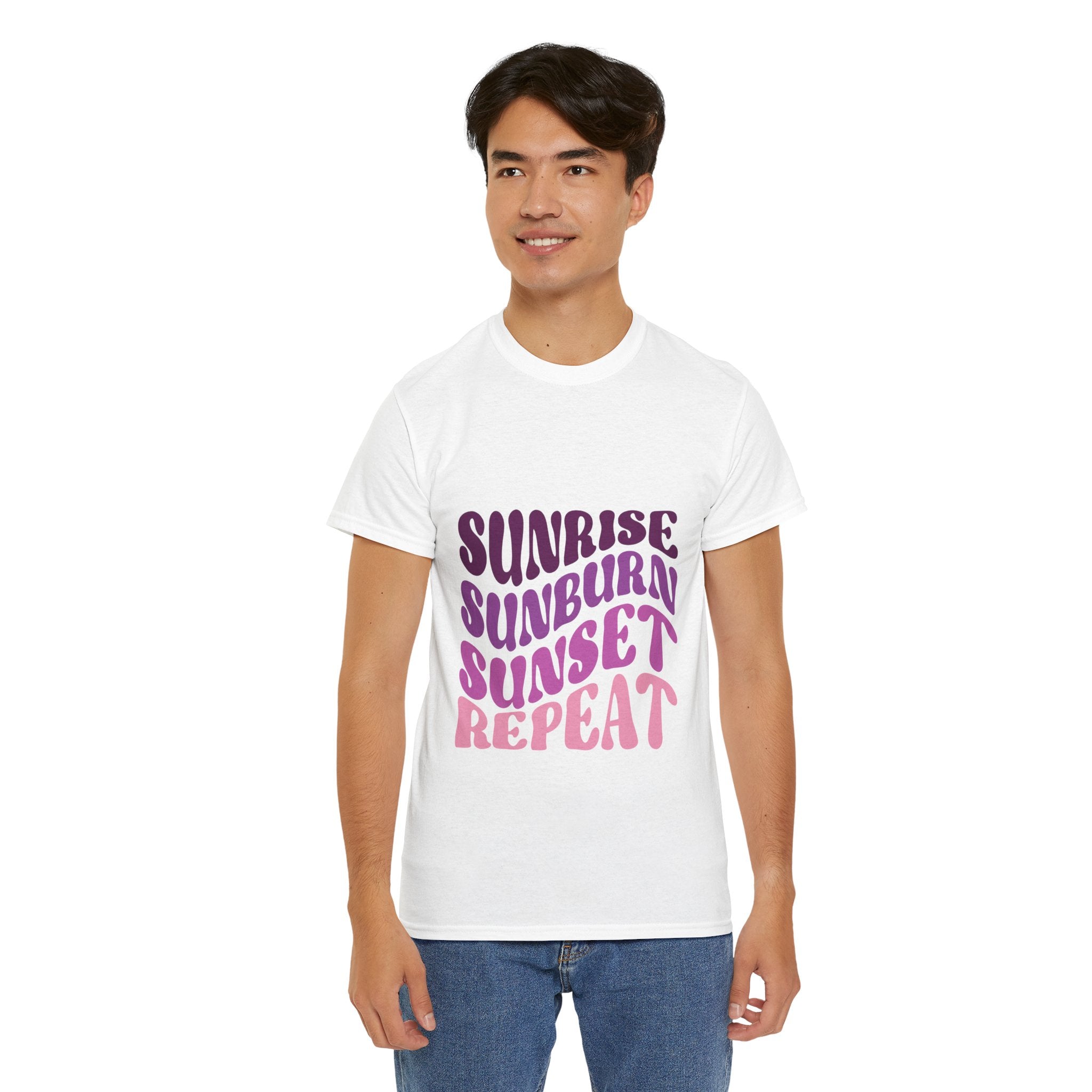 Sunrise Sunburn Sunset Repeat Retro Beach Tee
