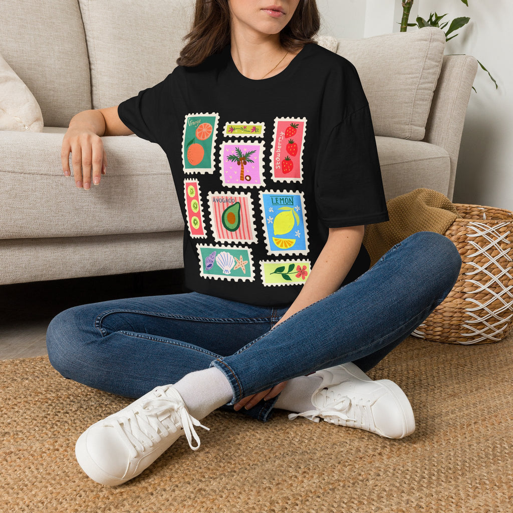 Fruit Patch Graphic T-Shirt — Tropical Citrus & Avocado Art Tee
