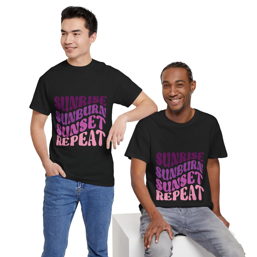 Sunrise Sunburn Sunset Repeat Retro Beach Tee