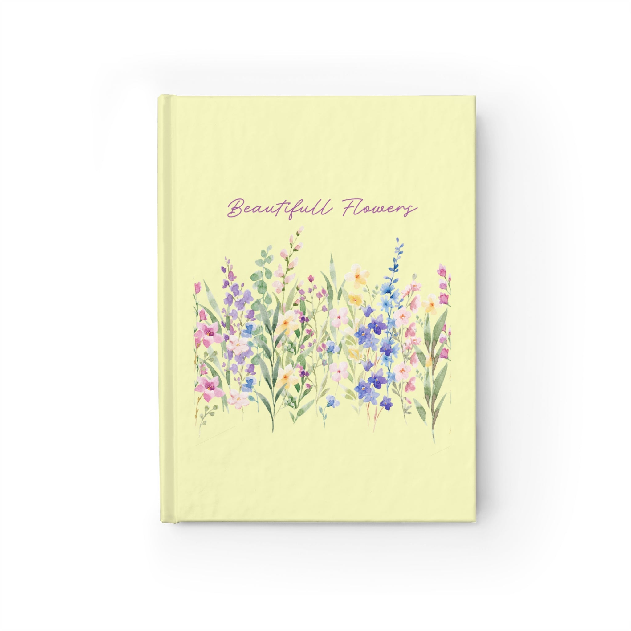 Floral Ruled Journal - "Beautiful Flowers" Pastel Yellow Notebook for Notes & Journaling