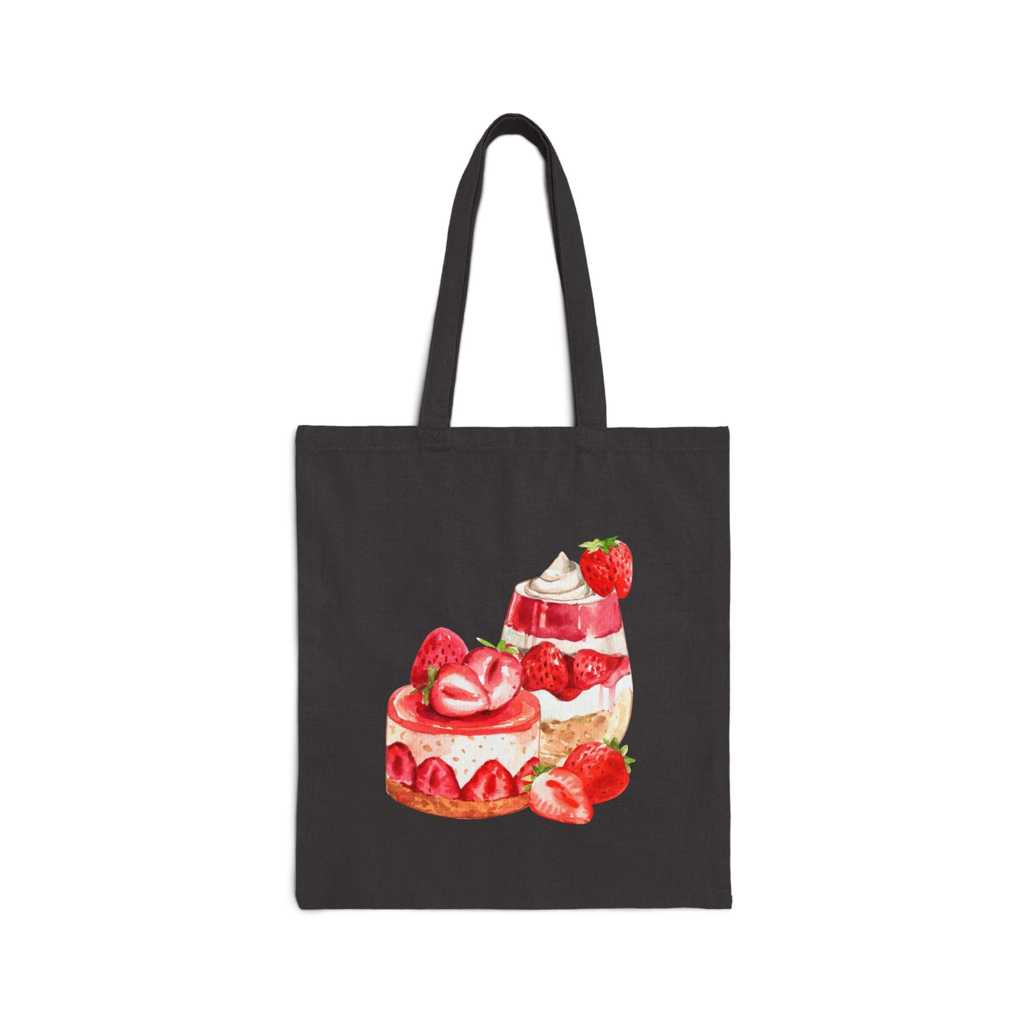 Strawberry Pastries Canvas Tote Bag — Cute Dessert Market Tote