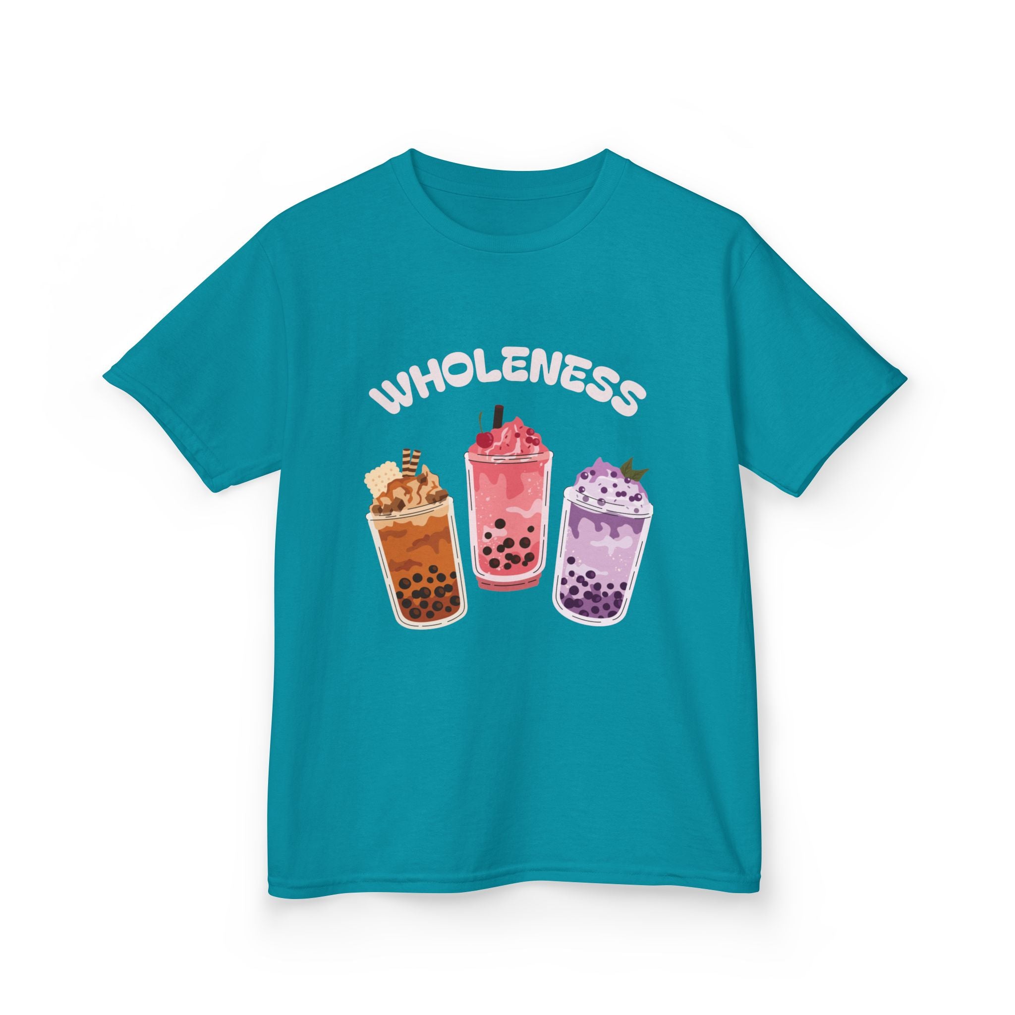 Youth Comfortable Boba Tea "WHOLENESS" Printed T-shirt