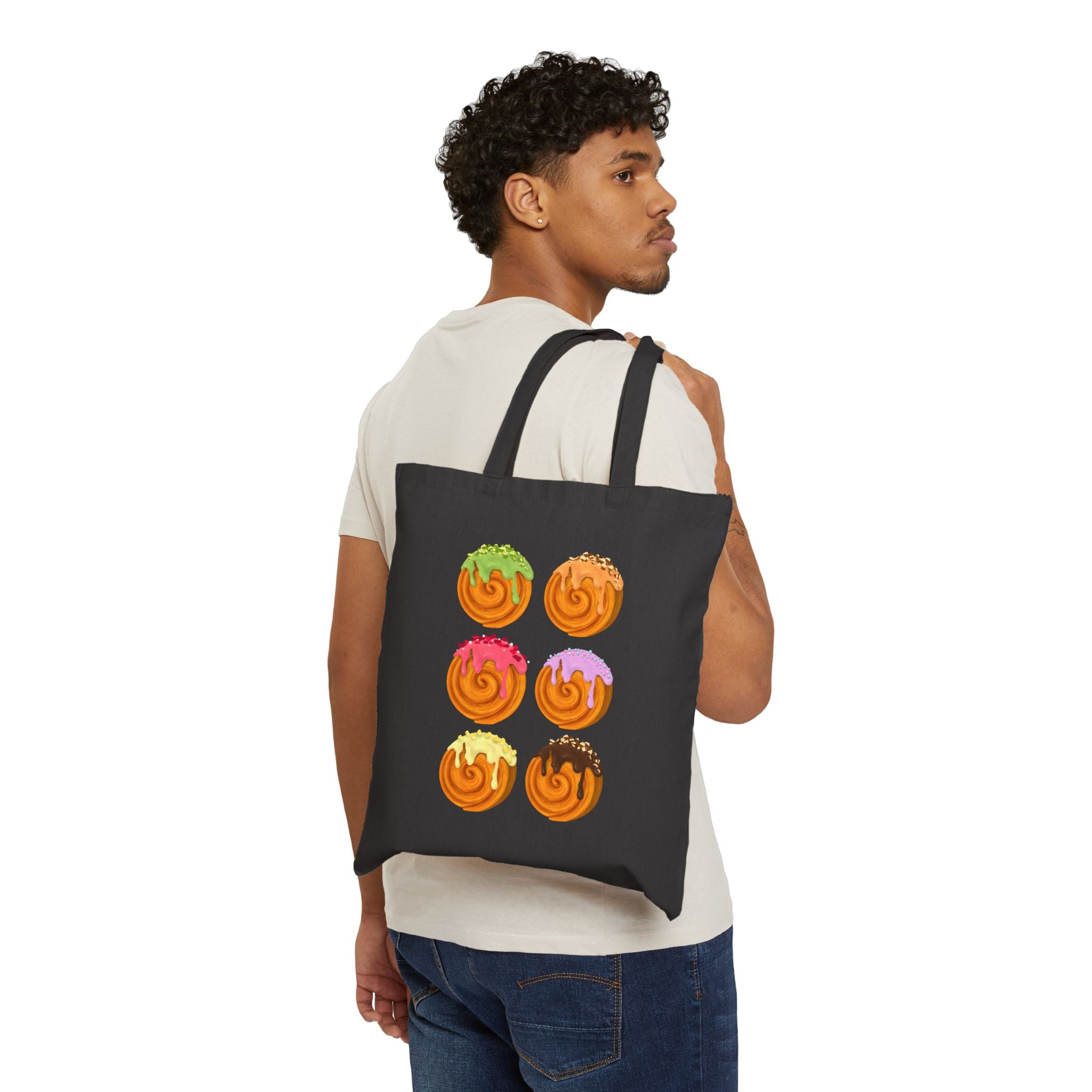 Colorful Roll Pastry Pattern Cotton Canvas Tote Bag – Pastry Print Shopper