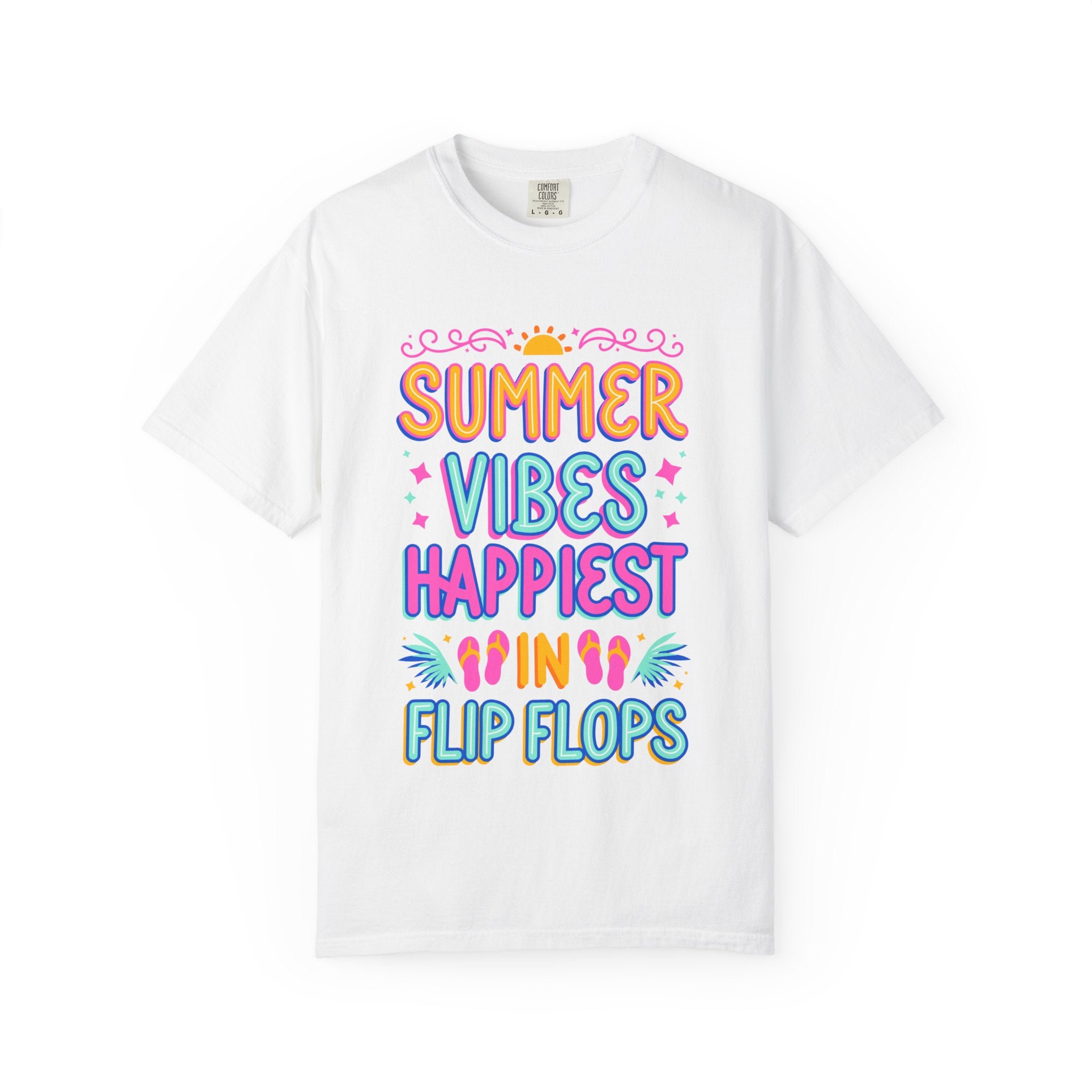 Summer Vibes Happiest in Flip Flops Text Printed Unisex T-Shirt
