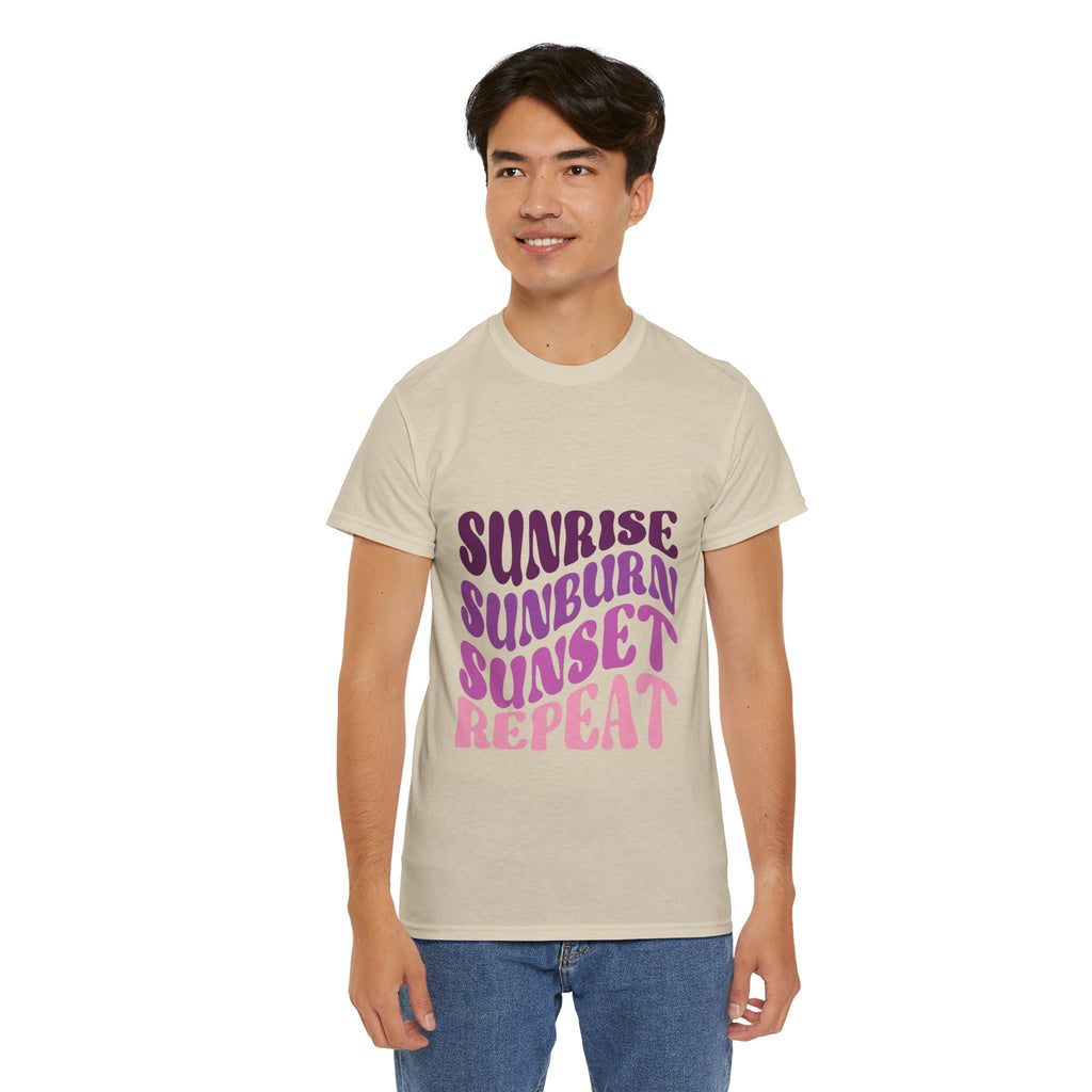 Sunrise Sunburn Sunset Repeat Retro Beach Tee