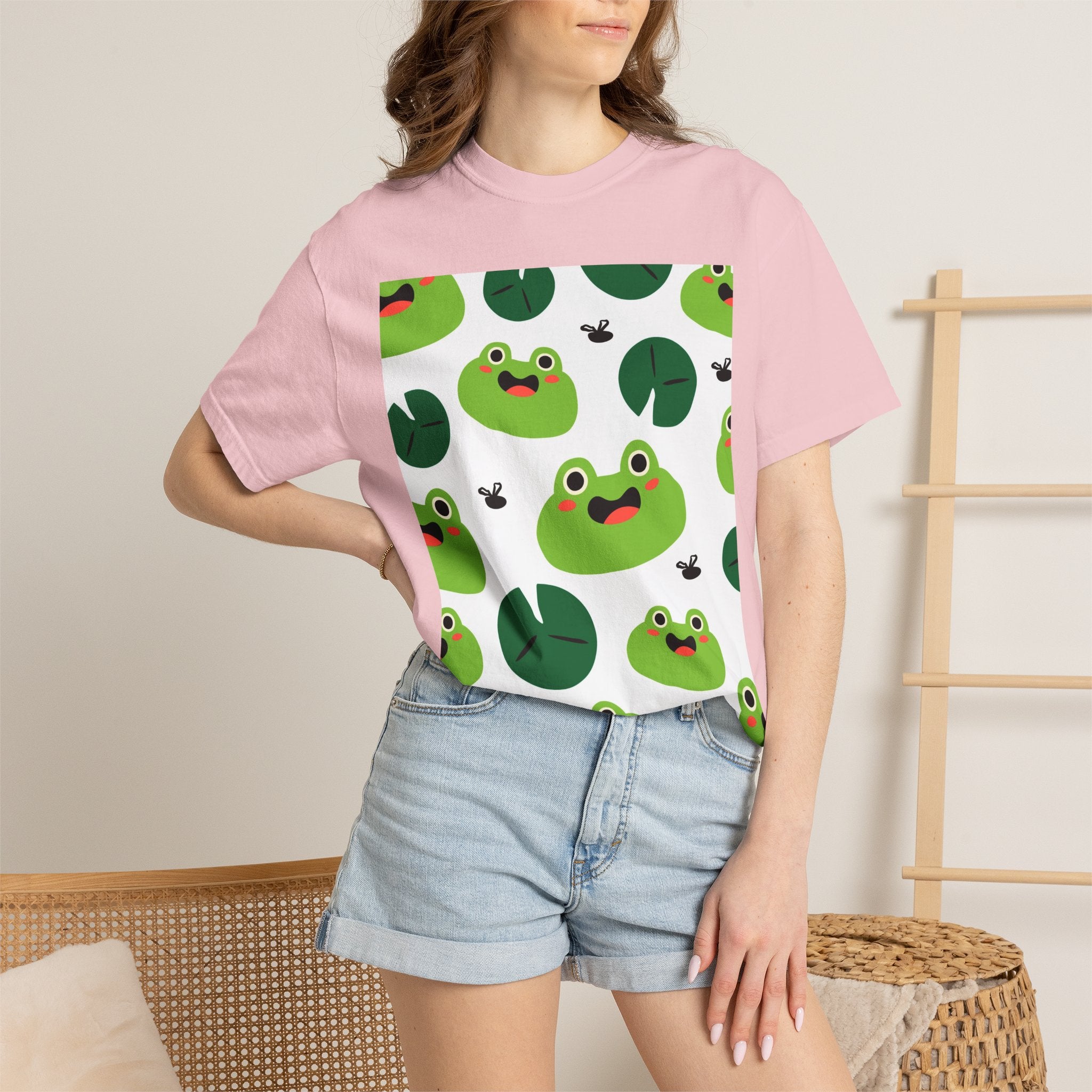 Frog Pattern T-Shirt — Cute Lily Pad Frogs Graphic Tee