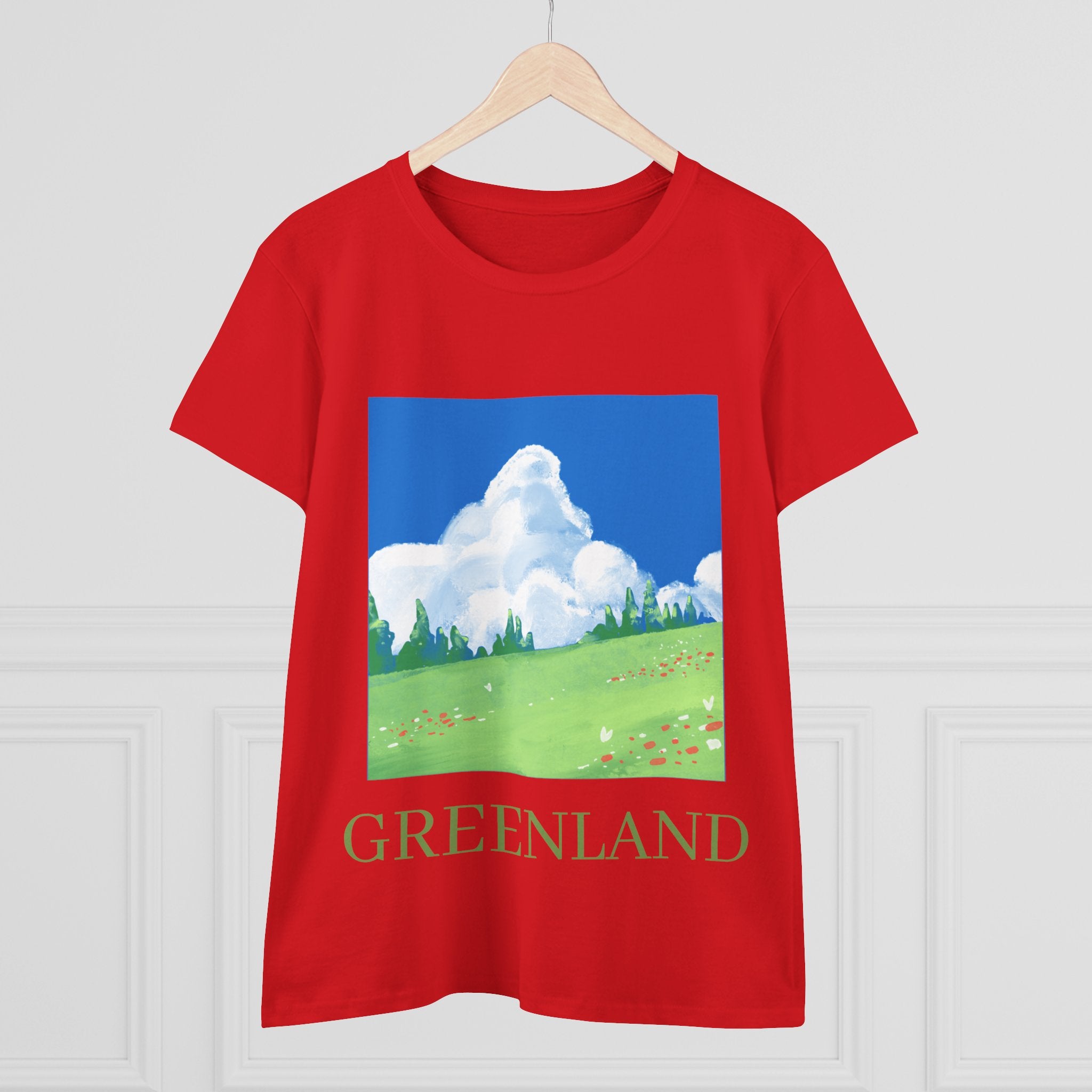 Greenland Scenic Tee — Pastel Meadow Graphic T‑Shirt