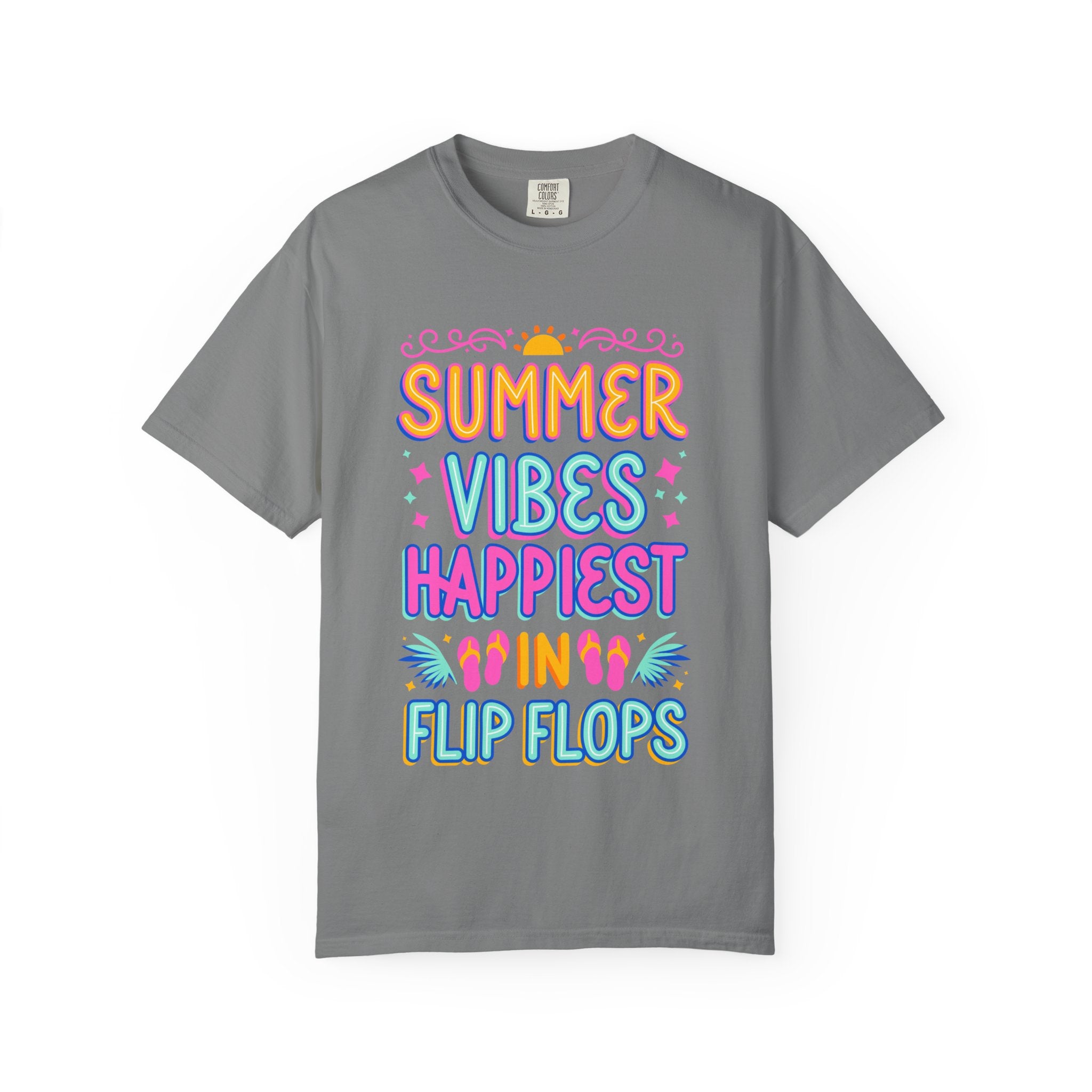 Summer Vibes Happiest in Flip Flops Text Printed Unisex T-Shirt