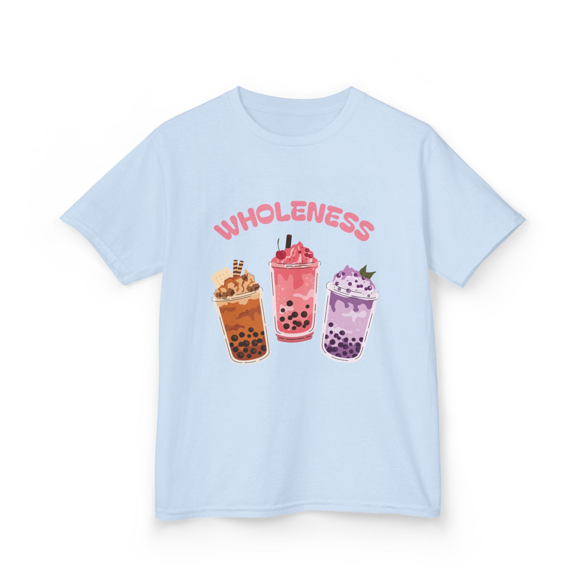 Youth Comfortable Boba Tea "WHOLENESS" Printed T-shirt