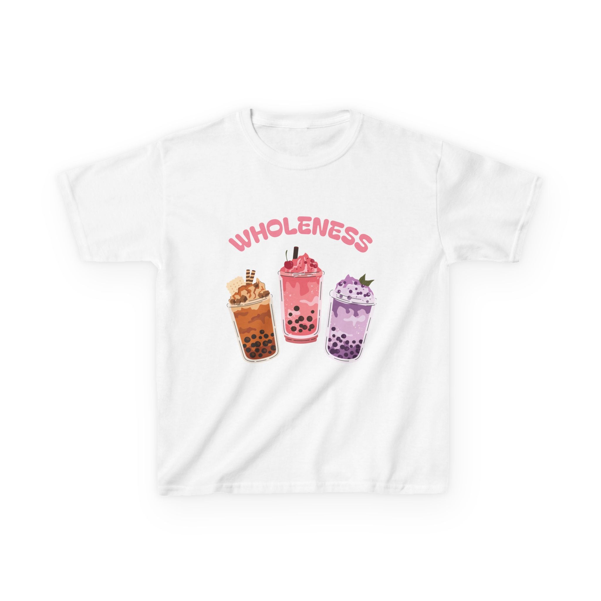 Youth Comfortable Boba Tea "WHOLENESS" Printed T-shirt