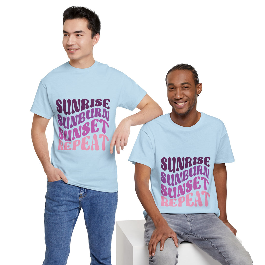 Sunrise Sunburn Sunset Repeat Retro Beach Tee