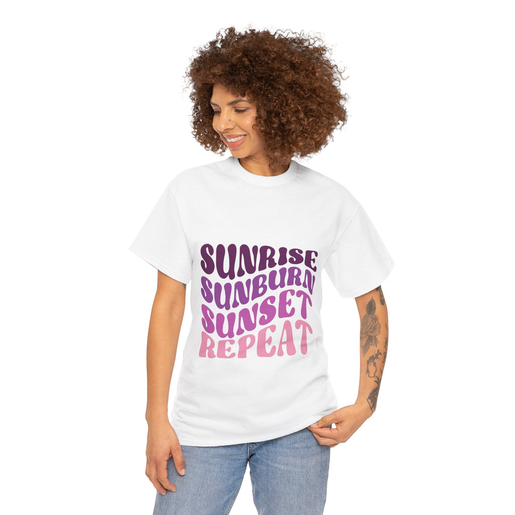 Sunrise Sunburn Sunset Repeat Retro Beach Tee