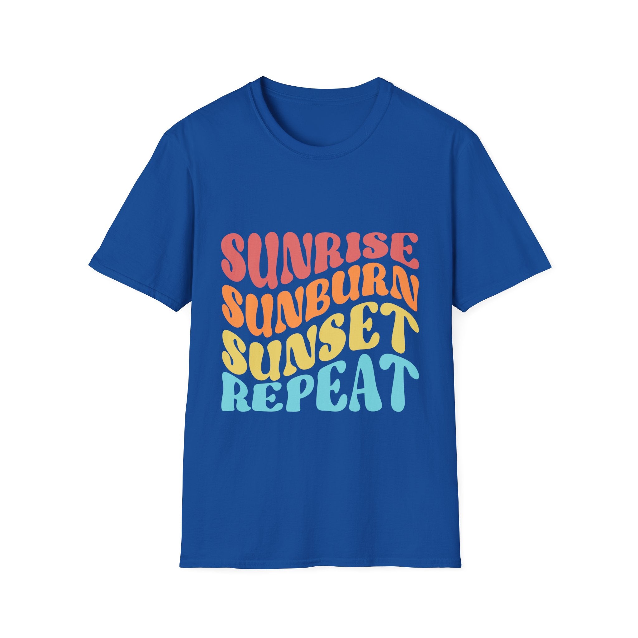 Sunrise Sunburn Sunset Repeat Text Printed T-Shirt