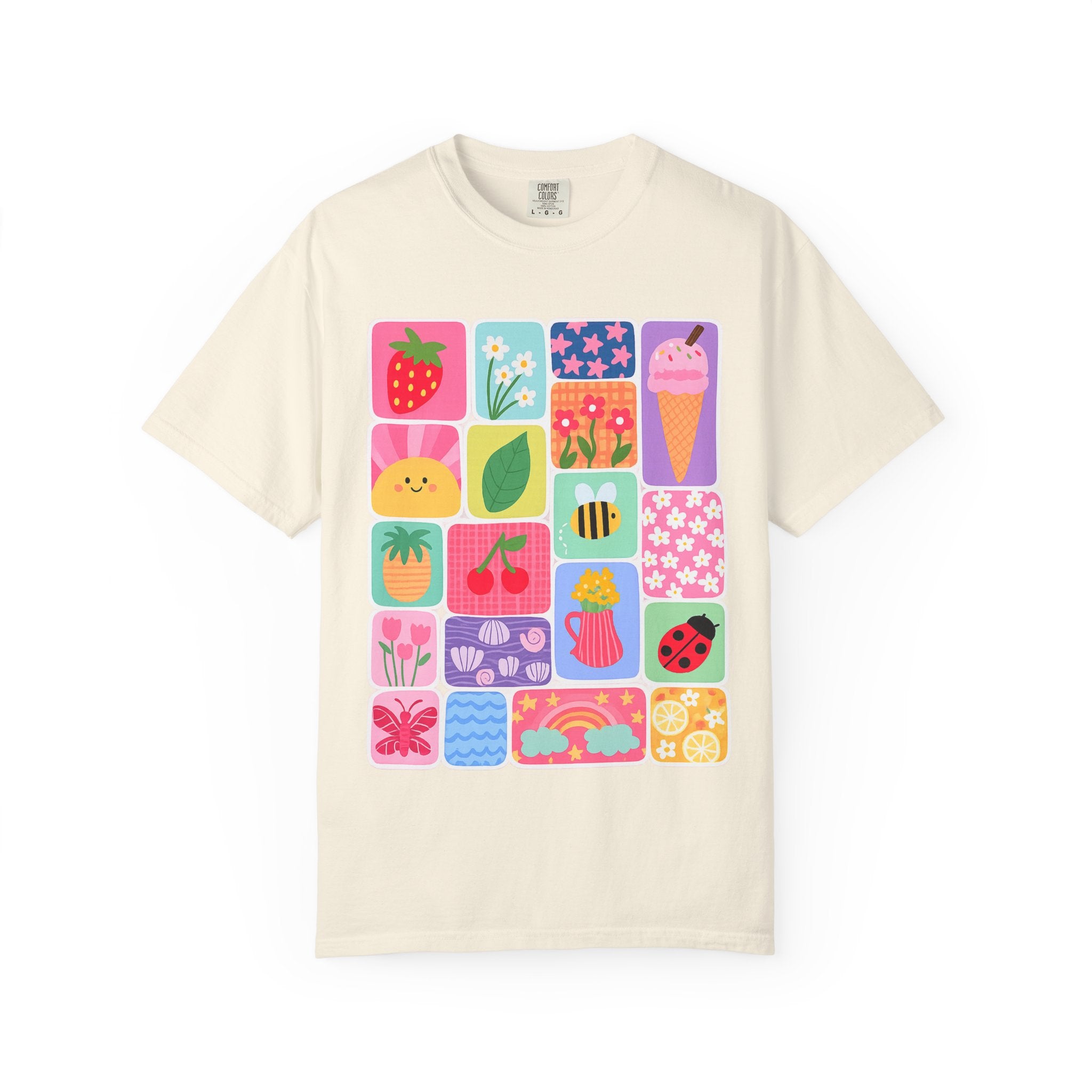 Retro Cute Icons Summer T-Shirt — Colorful Illustration Tee