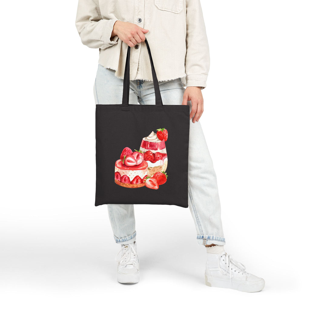 Strawberry Pastries Canvas Tote Bag — Cute Dessert Market Tote