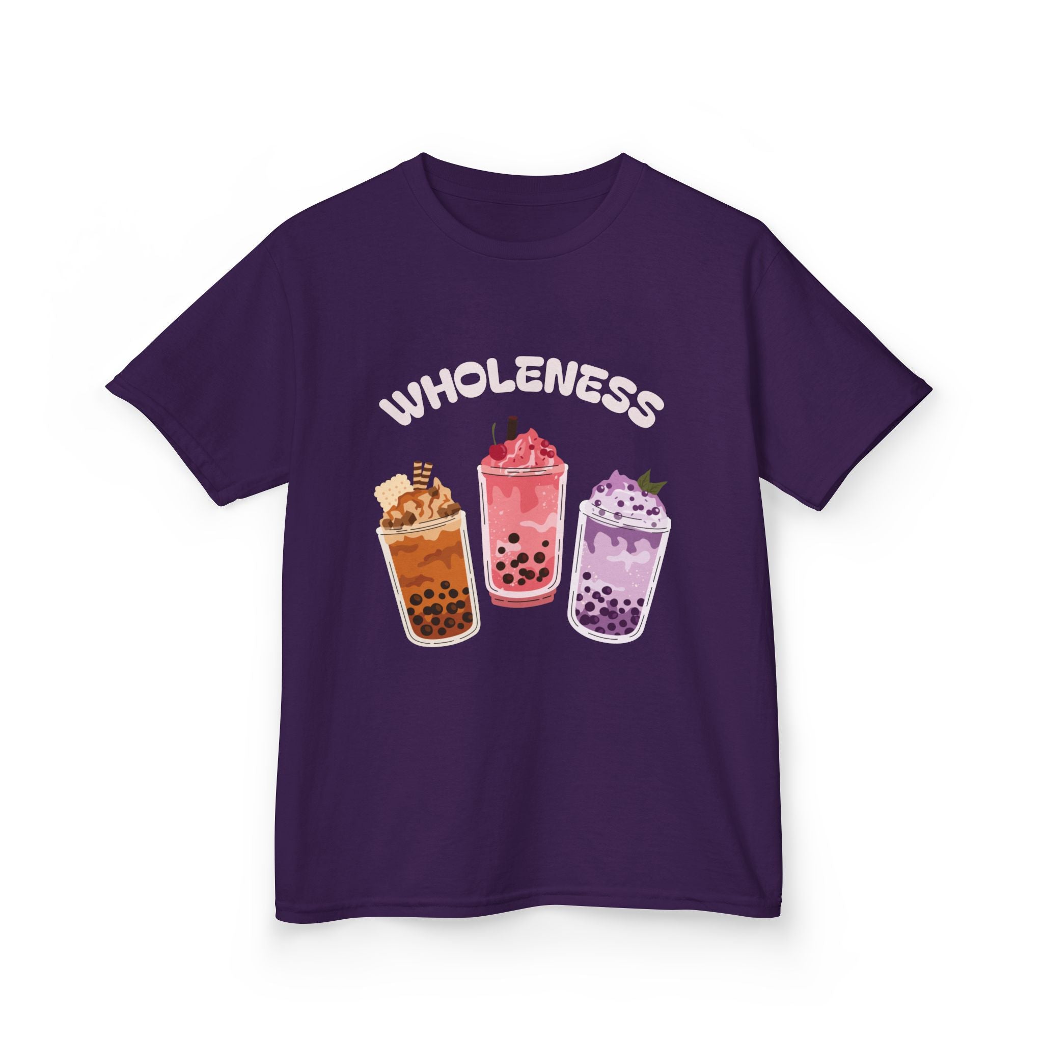 Youth Comfortable Boba Tea "WHOLENESS" Printed T-shirt