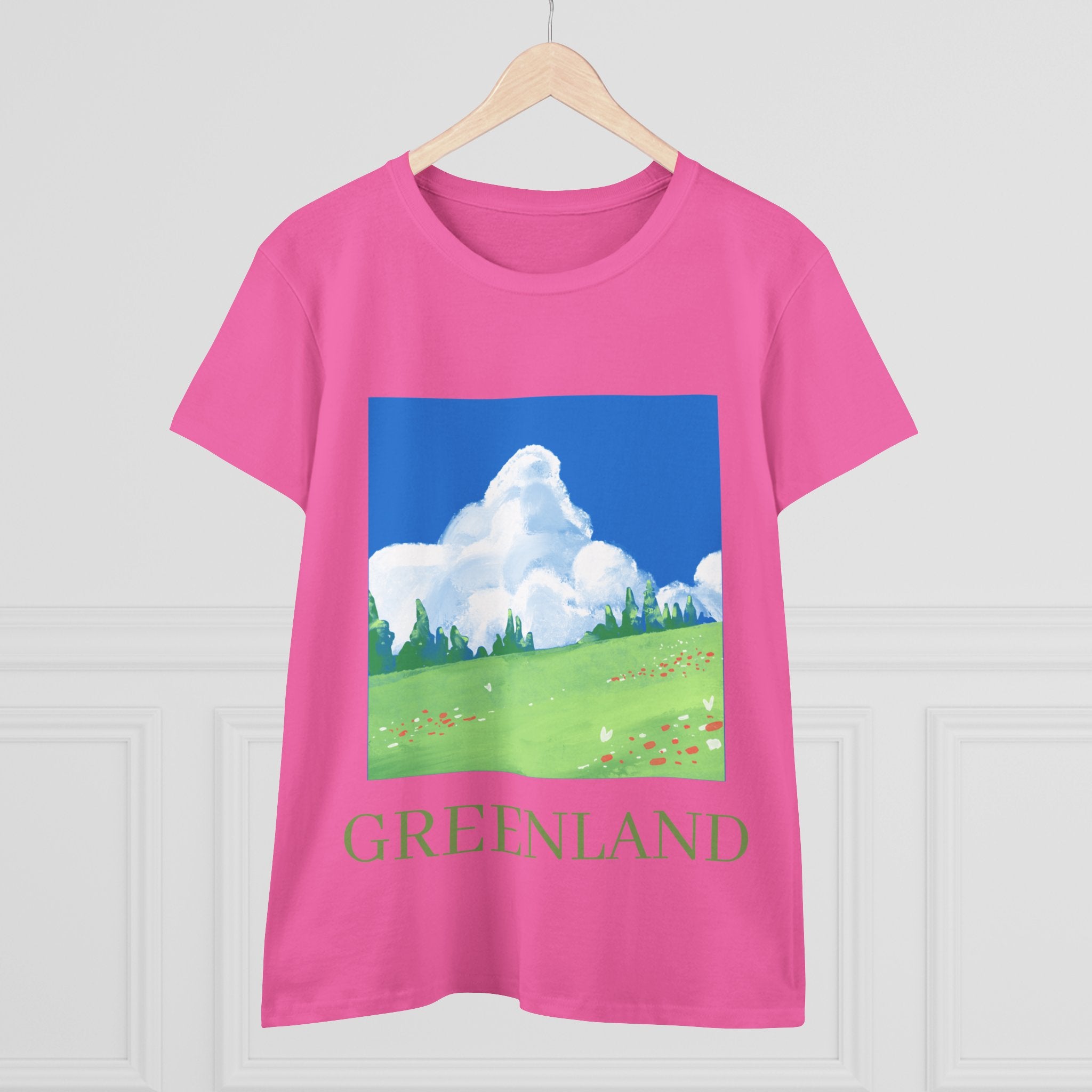 Greenland Scenic Tee — Pastel Meadow Graphic T‑Shirt