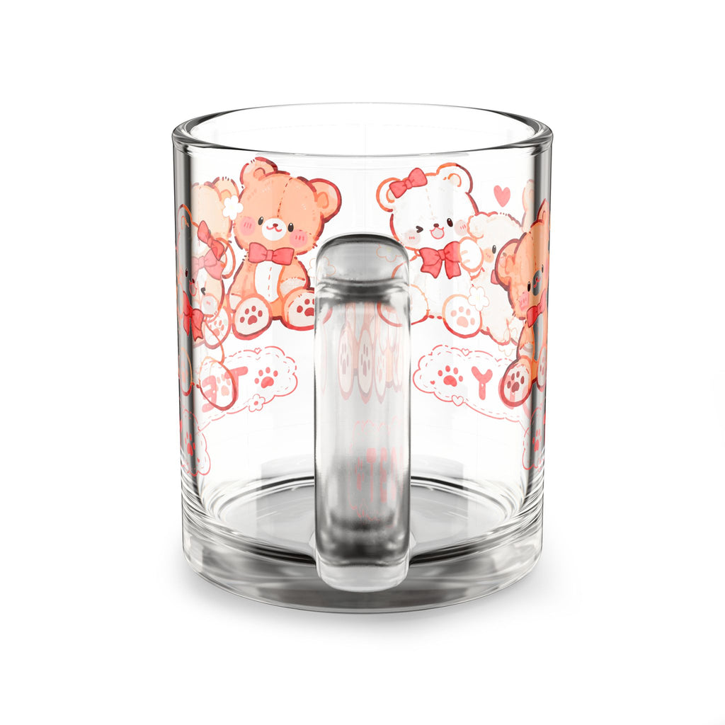 Cute Teddy Bears 10oz Glass Mug — Kawaii Gift for Kids & Tea Lovers