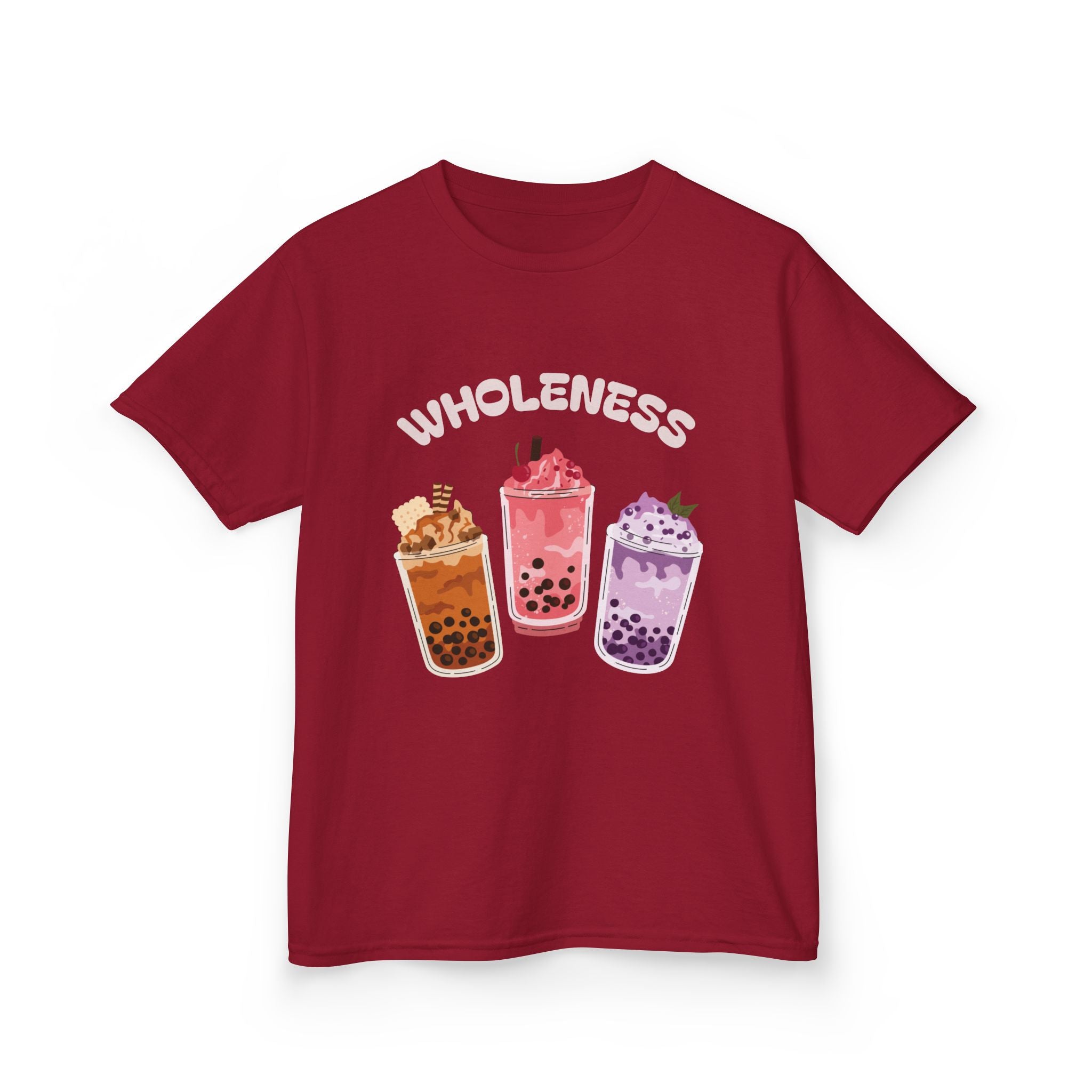 Youth Comfortable Boba Tea "WHOLENESS" Printed T-shirt
