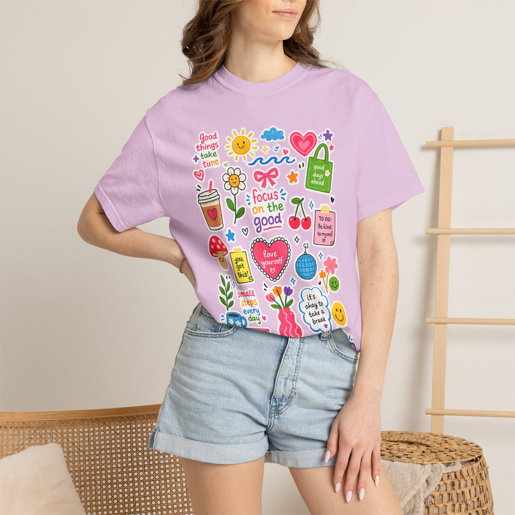 Positive Doodles Graphic T-Shirt — "Focus on the Good" Inspirational Tee
