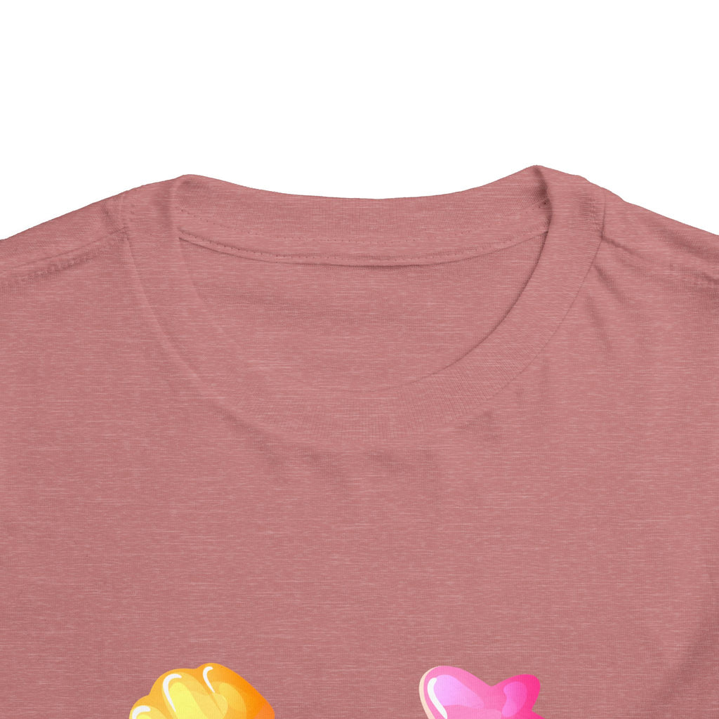 Toddler Candy Shapes Tee — Colorful Candy Heart Star Graphic Shirt for Kids