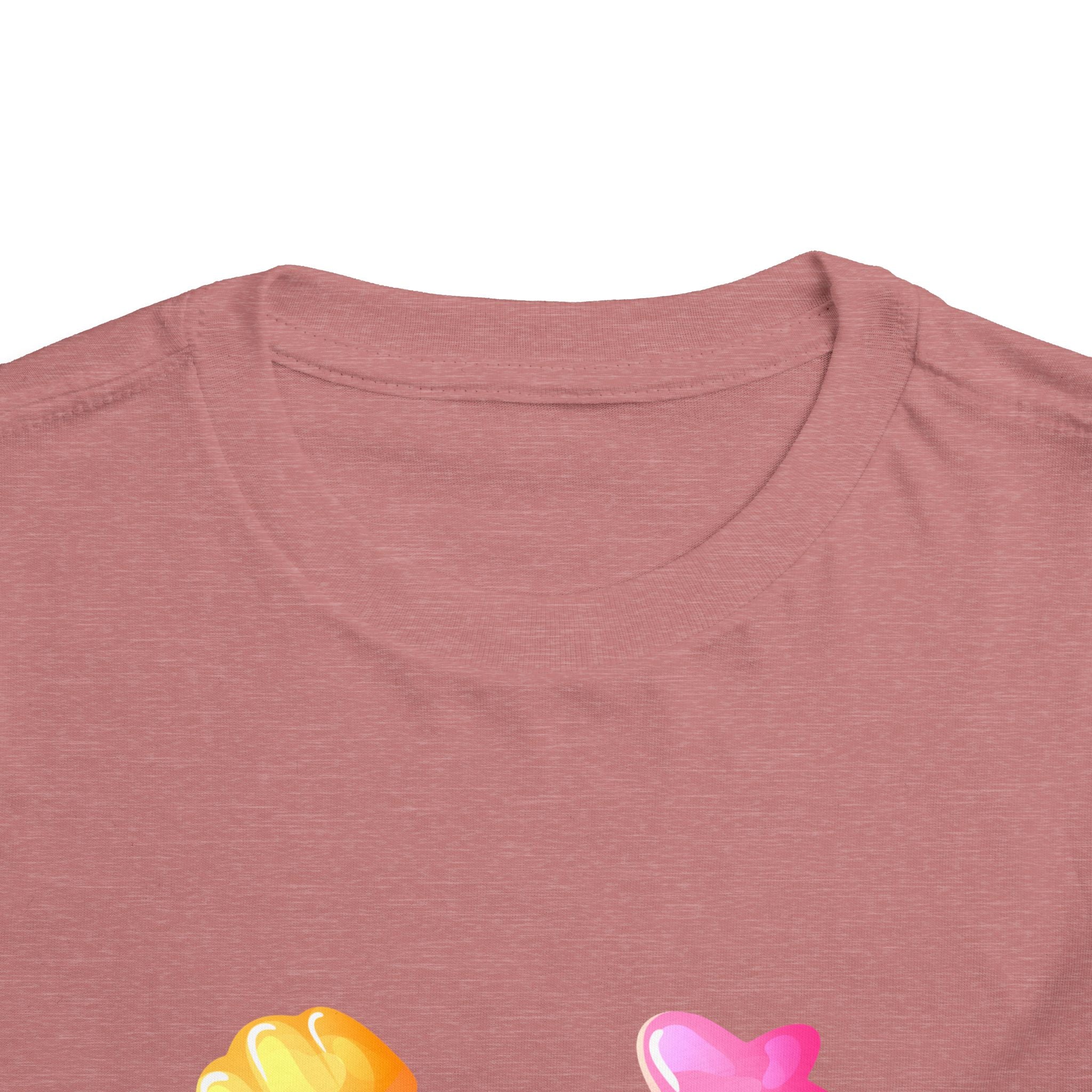 Toddler Candy Shapes Tee — Colorful Candy Heart Star Graphic Shirt for Kids