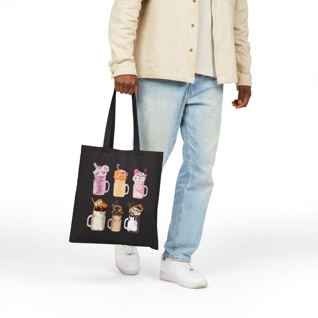 Cozy Milkshake Mug Canvas Tote Bag — Cute Dessert Cotton Canvas Tote