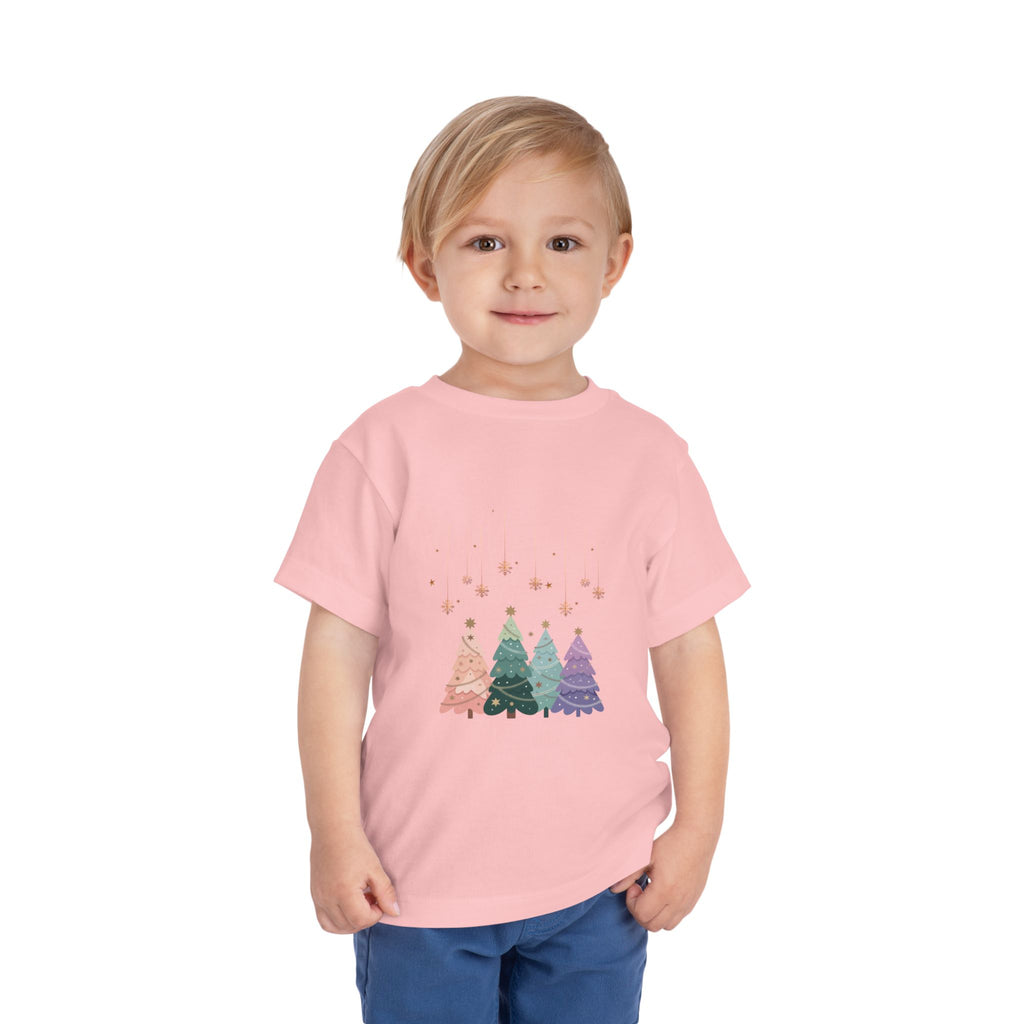Toddler Tee — Pastel Rainbow Christmas Trees Holiday Shirt