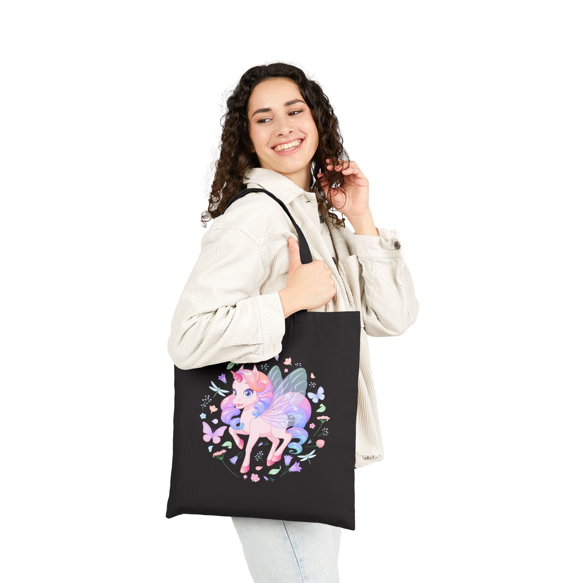 Cute Magical Unicorn Tote Bag — Pastel Rainbow Magical Cotton Canvas Shopper
