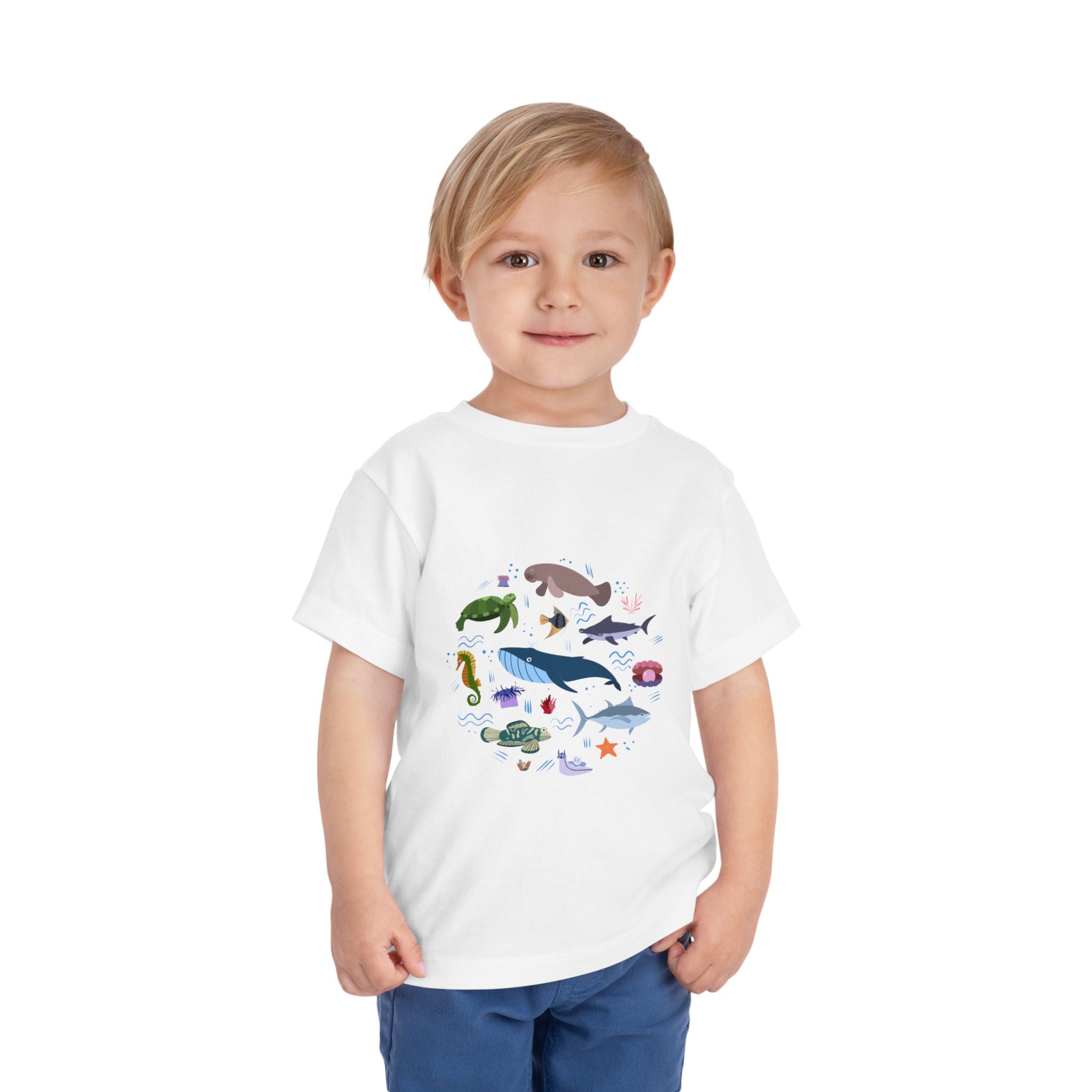 Toddler Tee — Cute Ocean Animals Circle Graphic