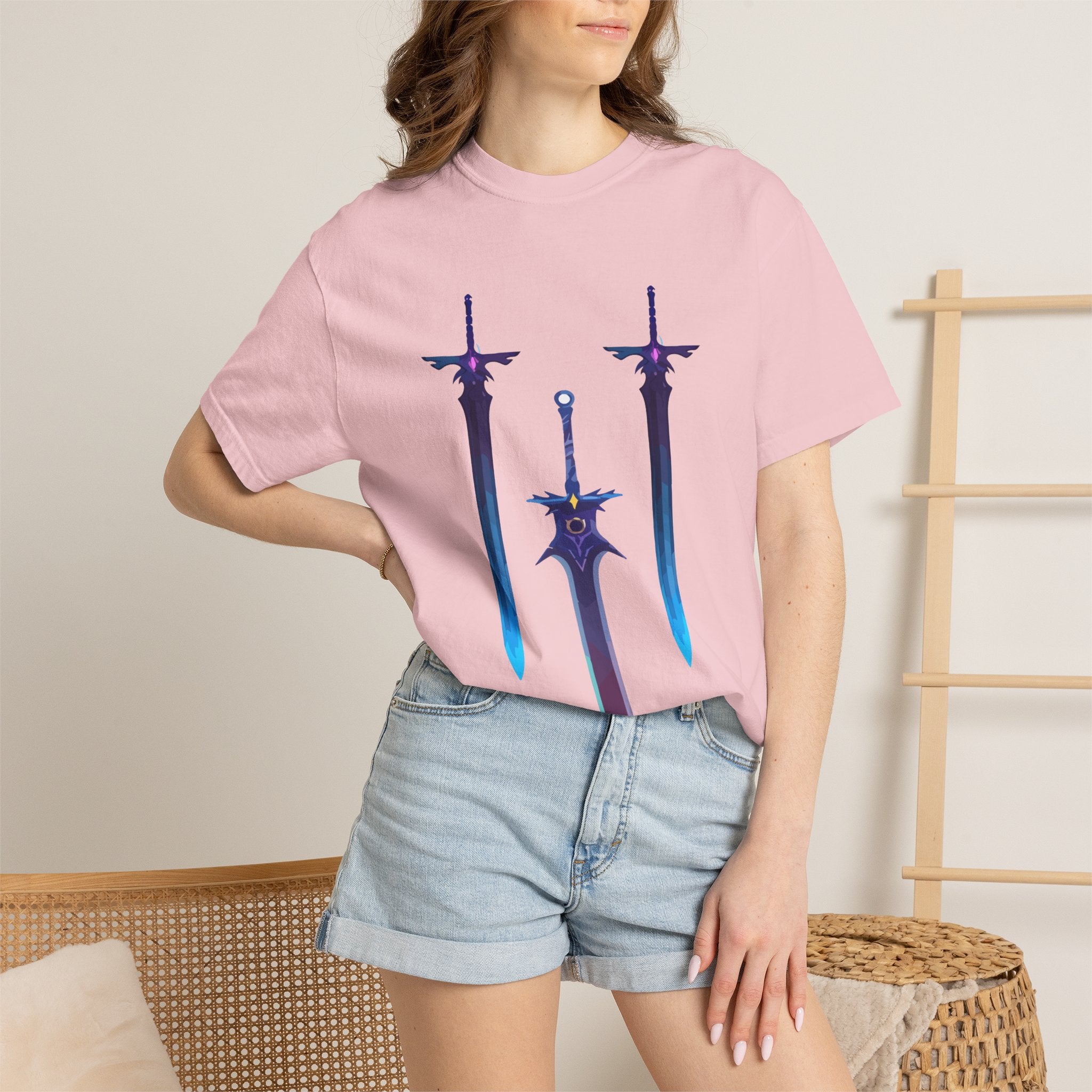 Magical Aura Swords Graphic Printed T-shirt — Pastel Fantasy Magical Swords