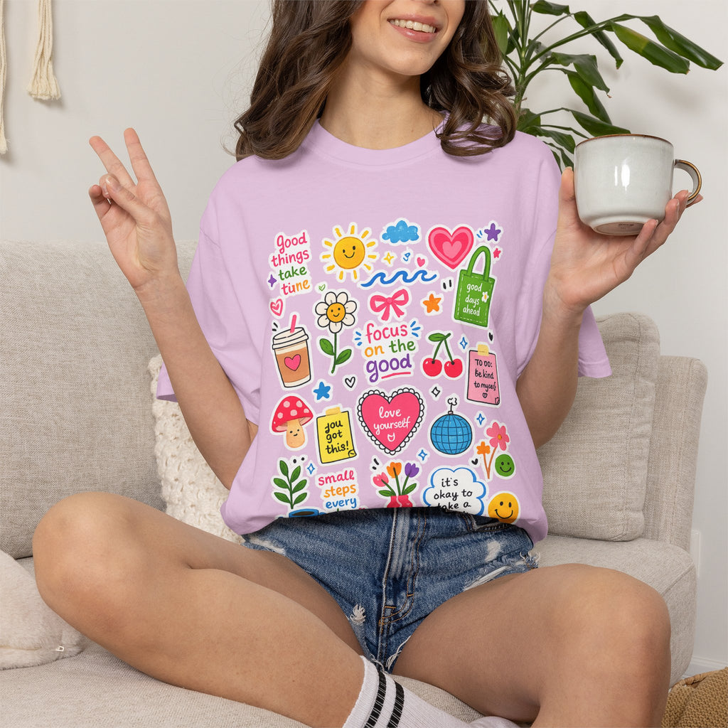 Positive Doodles Graphic T-Shirt — "Focus on the Good" Inspirational Tee