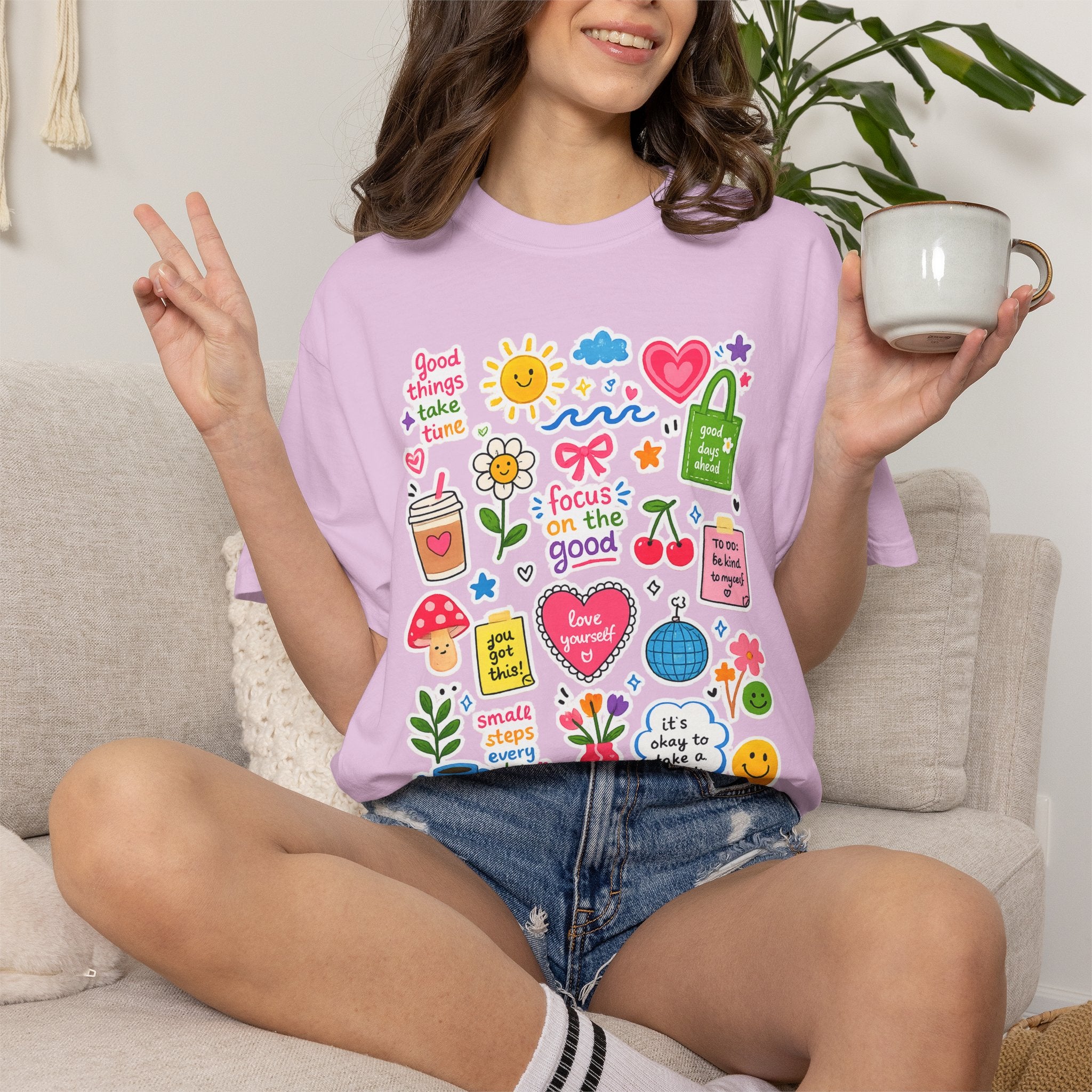 Positive Doodles Graphic T-Shirt — "Focus on the Good" Inspirational Tee