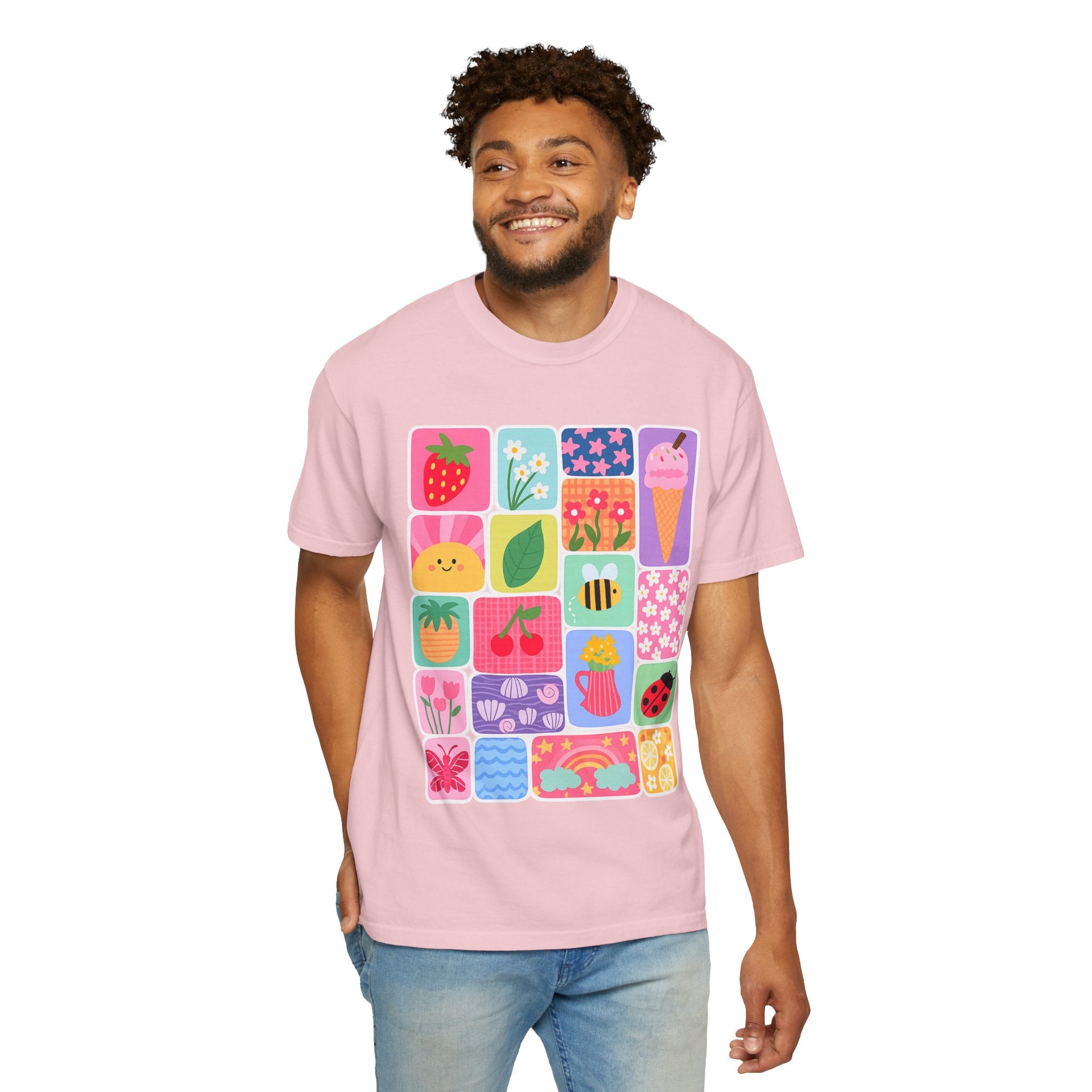 Retro Cute Icons Summer T-Shirt — Colorful Illustration Tee