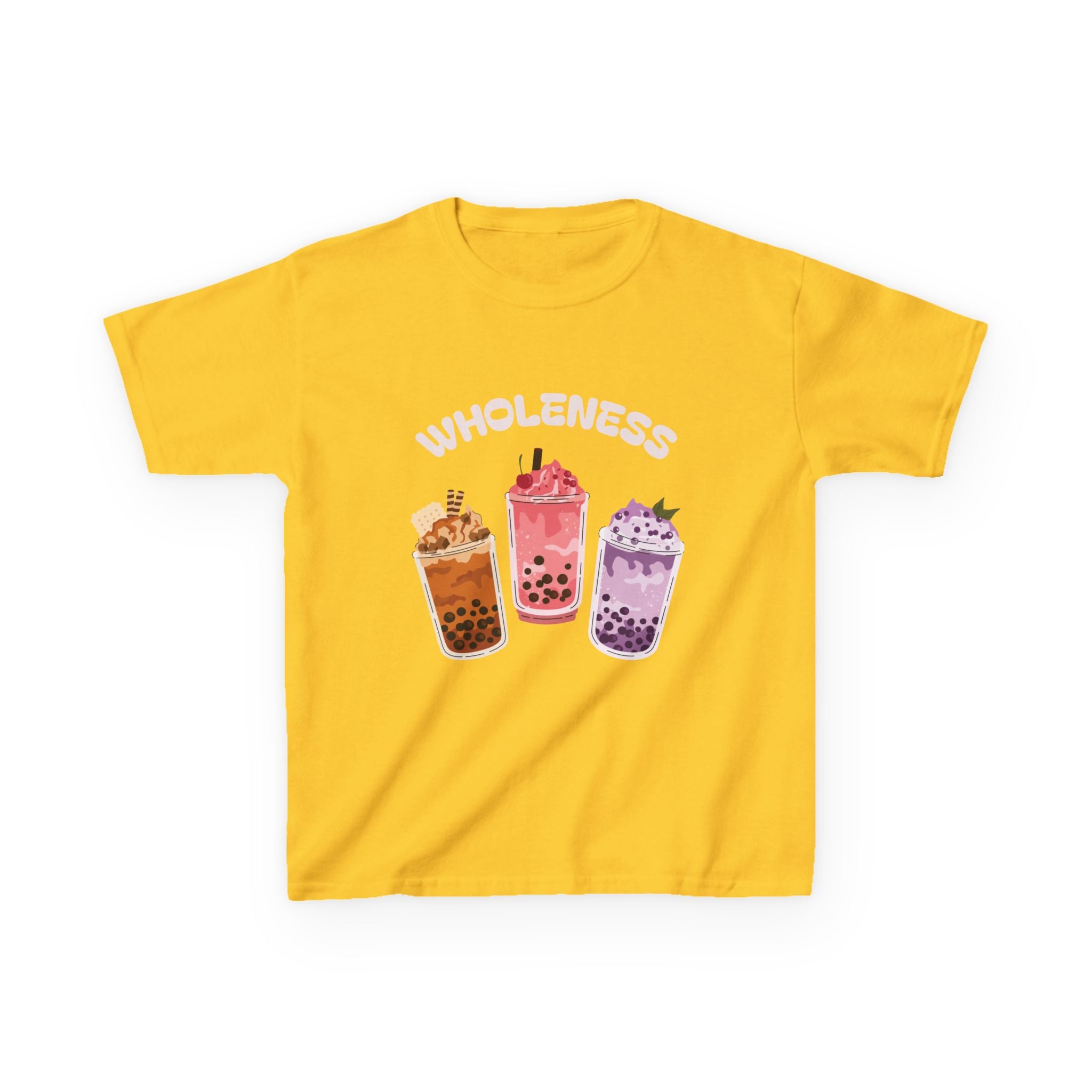 Youth Comfortable Boba Tea "WHOLENESS" Printed T-shirt